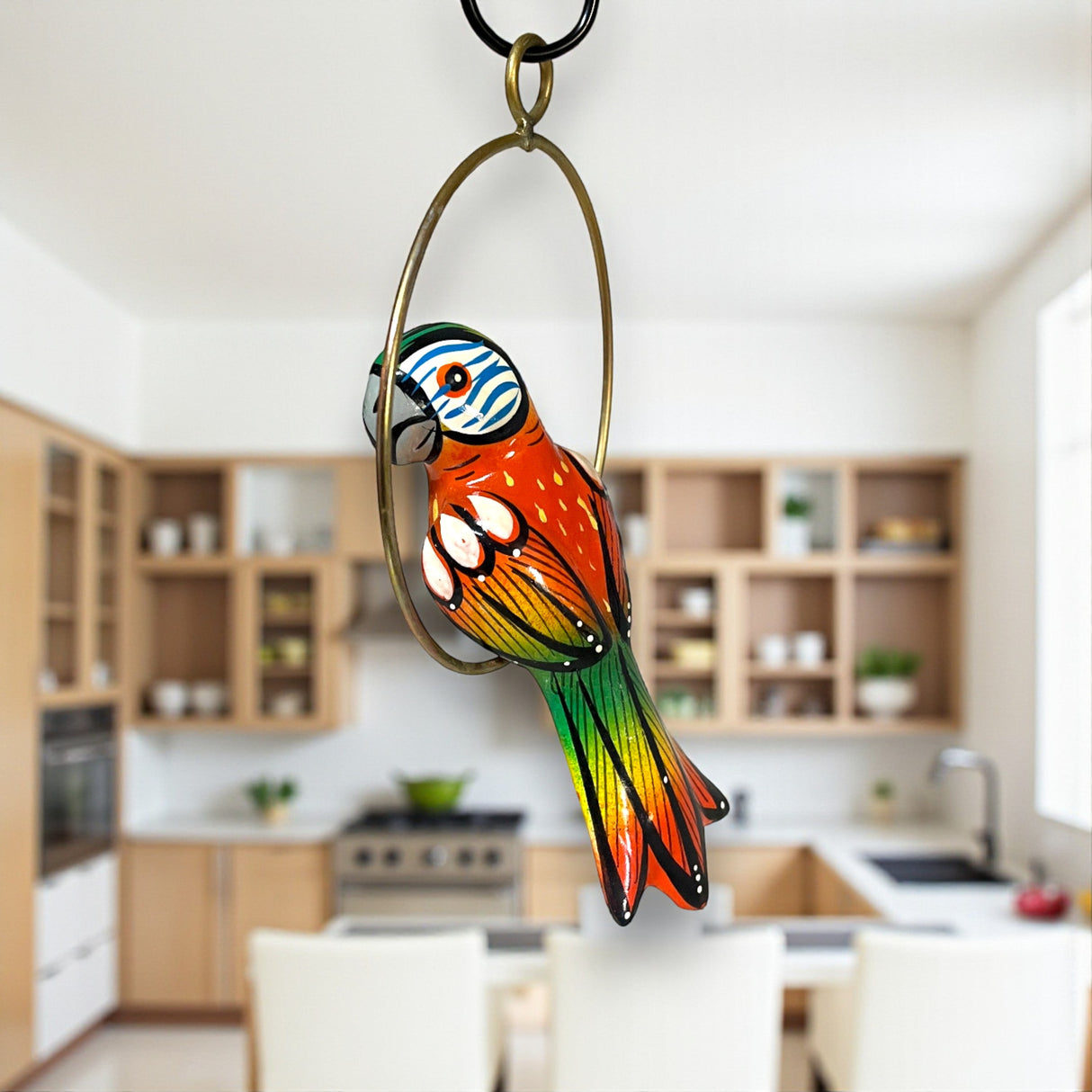 Vibrant Mini Talavera Parrot | Hand-Painted Hanging Accent