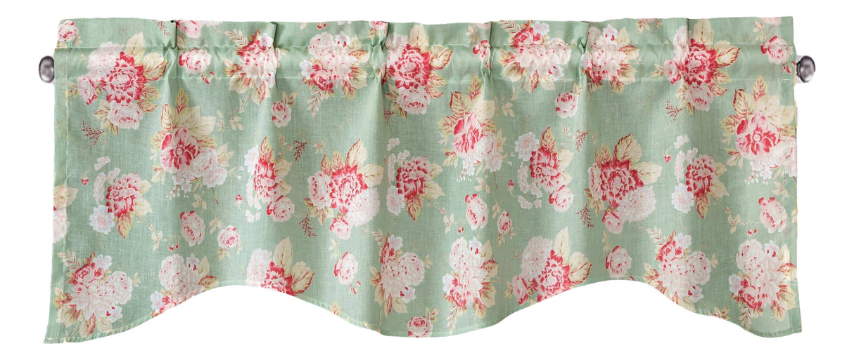 Hint of Mint Floral Pastel Roses Valance - 18" x 52"