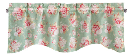 Hint of Mint Floral Pastel Roses Valance - 18" x 52"