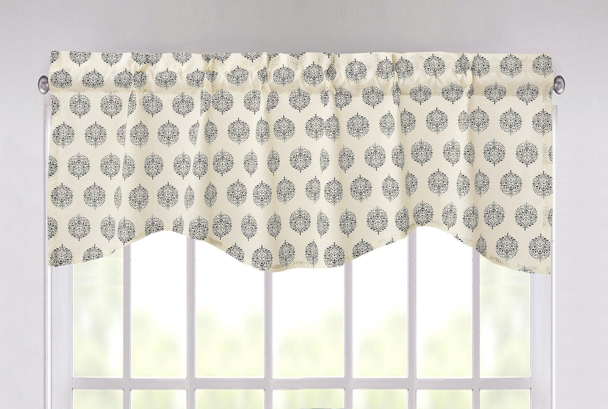 Ivory Blue Elegance Mini Medallions Valance - 18" x 52"