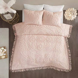 King 100-Percent Cotton Chenille Bedspread with Fringe Hem in Pink Blush