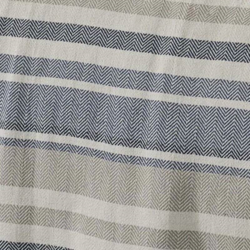 King size Navy Blue Tan Cream Chevron Stripe Lightweight Cotton Blanket