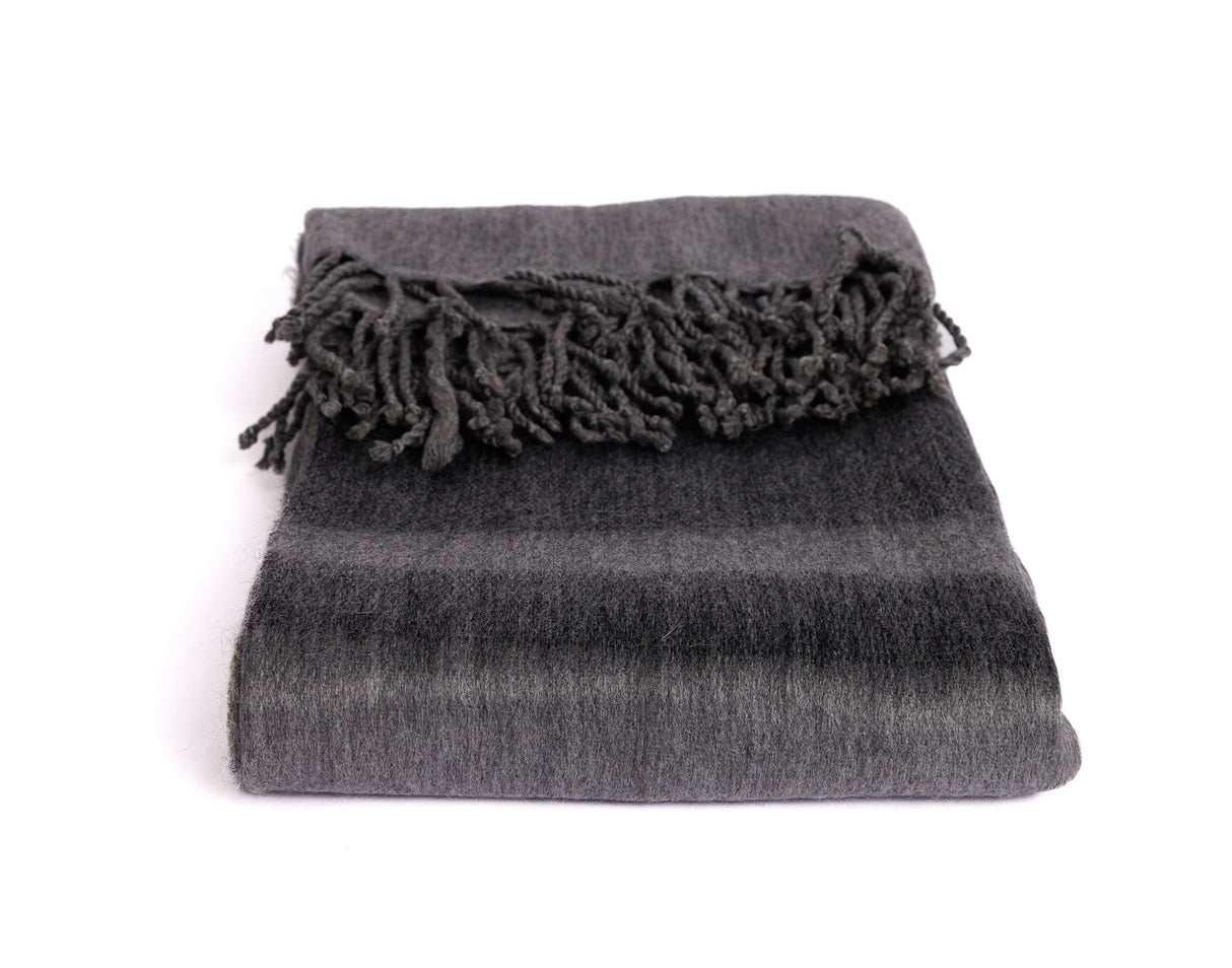 Kallpa Collection - Handwoven Storm Grays & Olive Alpaca Throw Blanket From Ecuador