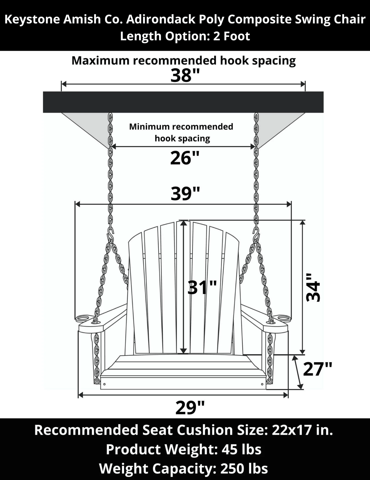 Keystone Amish Co. Adirondack Poly Composite Swing Chair