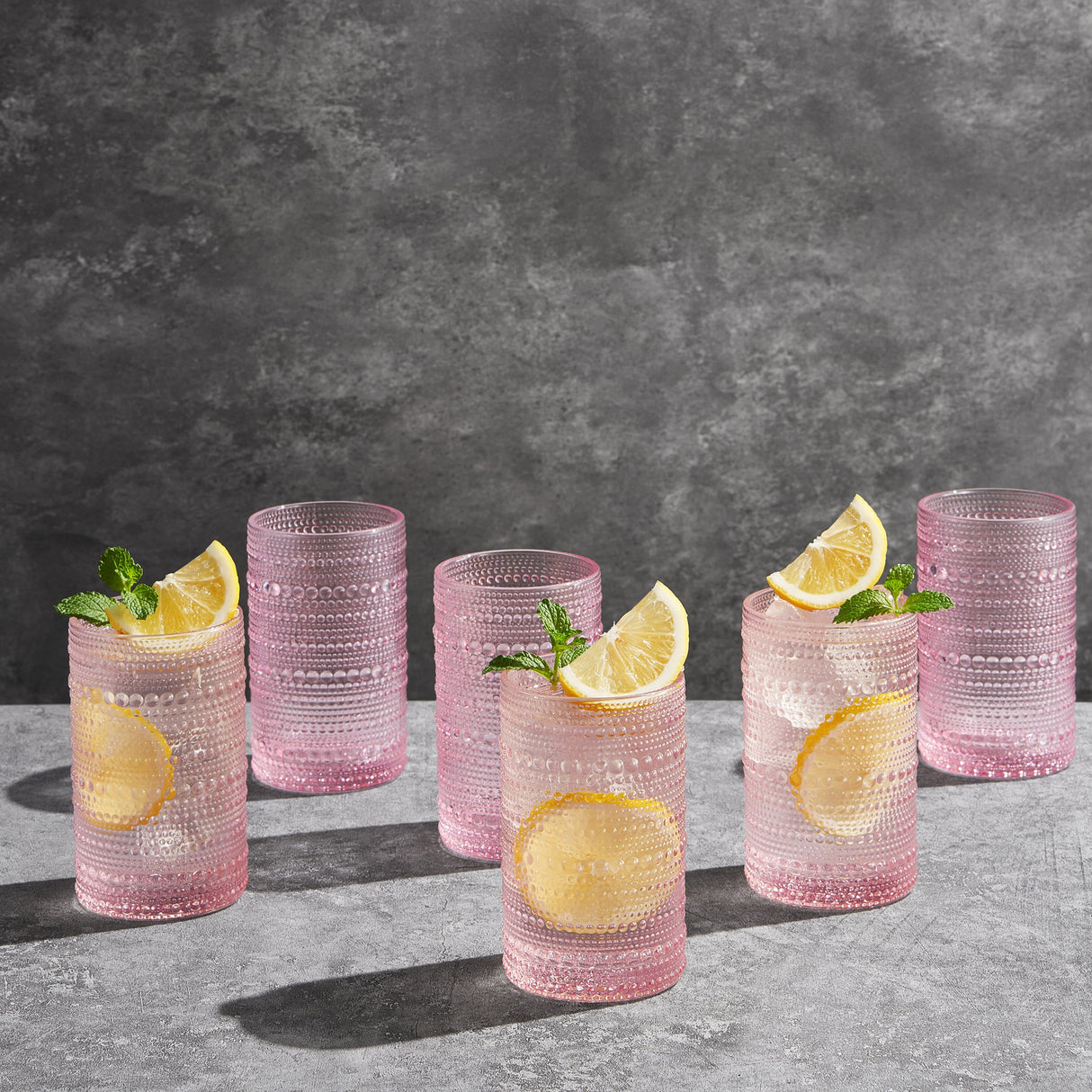 Monet Hobnail Highball Glassware, Set of 6