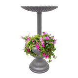 Ornate Round Cast Aluminum Metal 35-in Bird Bath Planter Vase Combo
