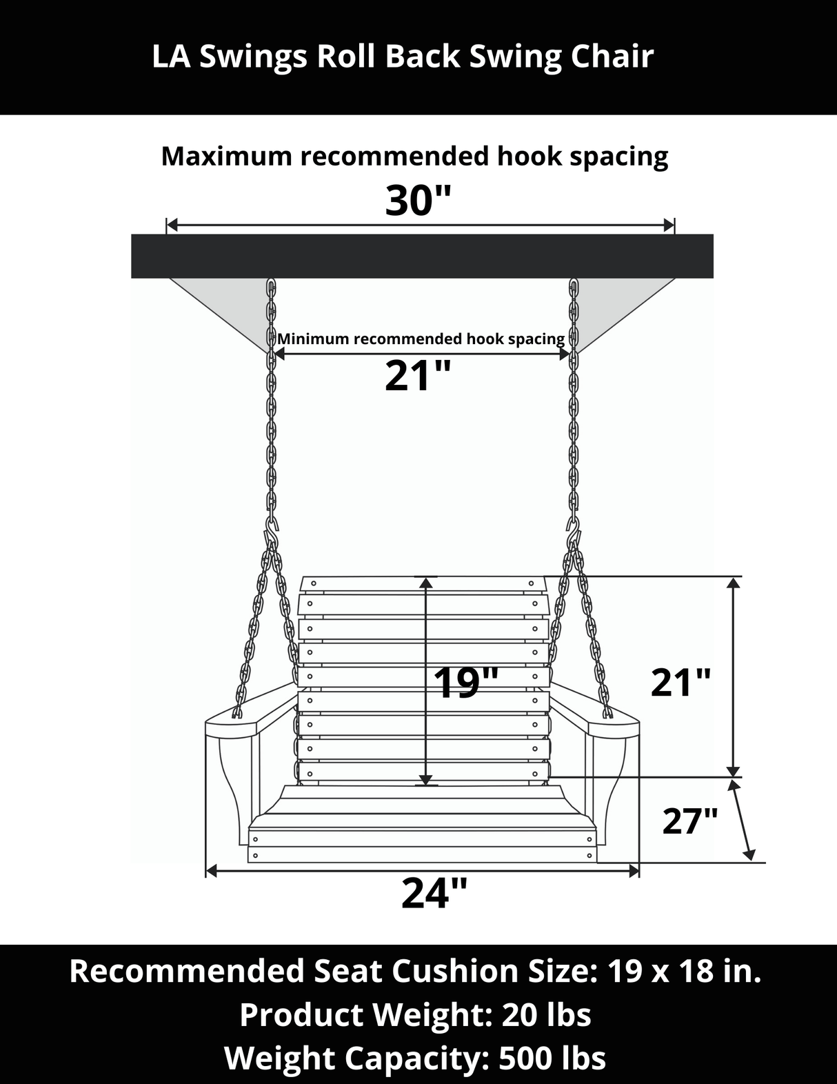 LA Swings Roll Back Swing Chair