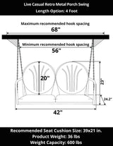 Live Casual Retro Metal Porch Swing