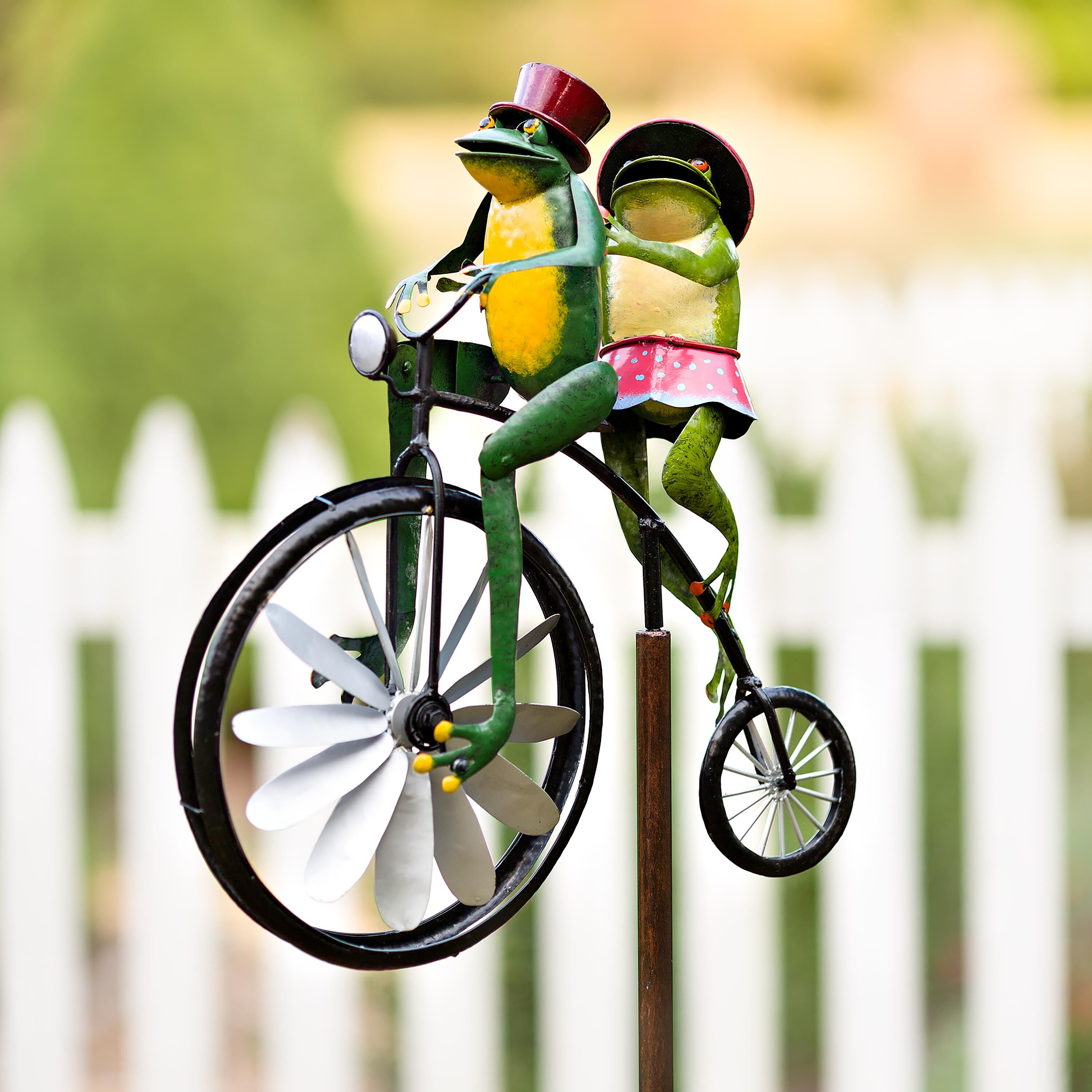 Handmade Bicycling Frogs Metal Wind Spinner – Plow & Hearth