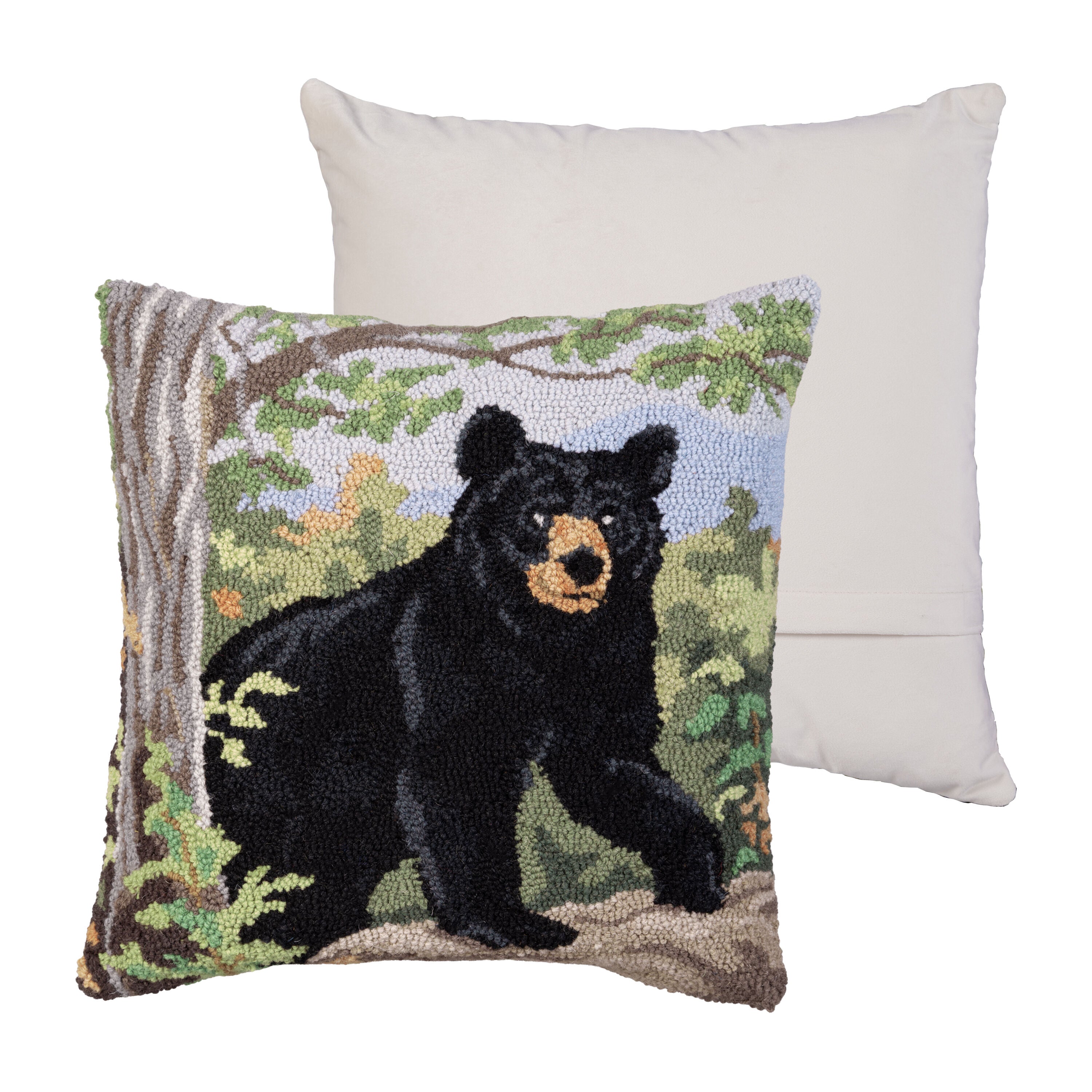 Black Bear Hooked Pillow