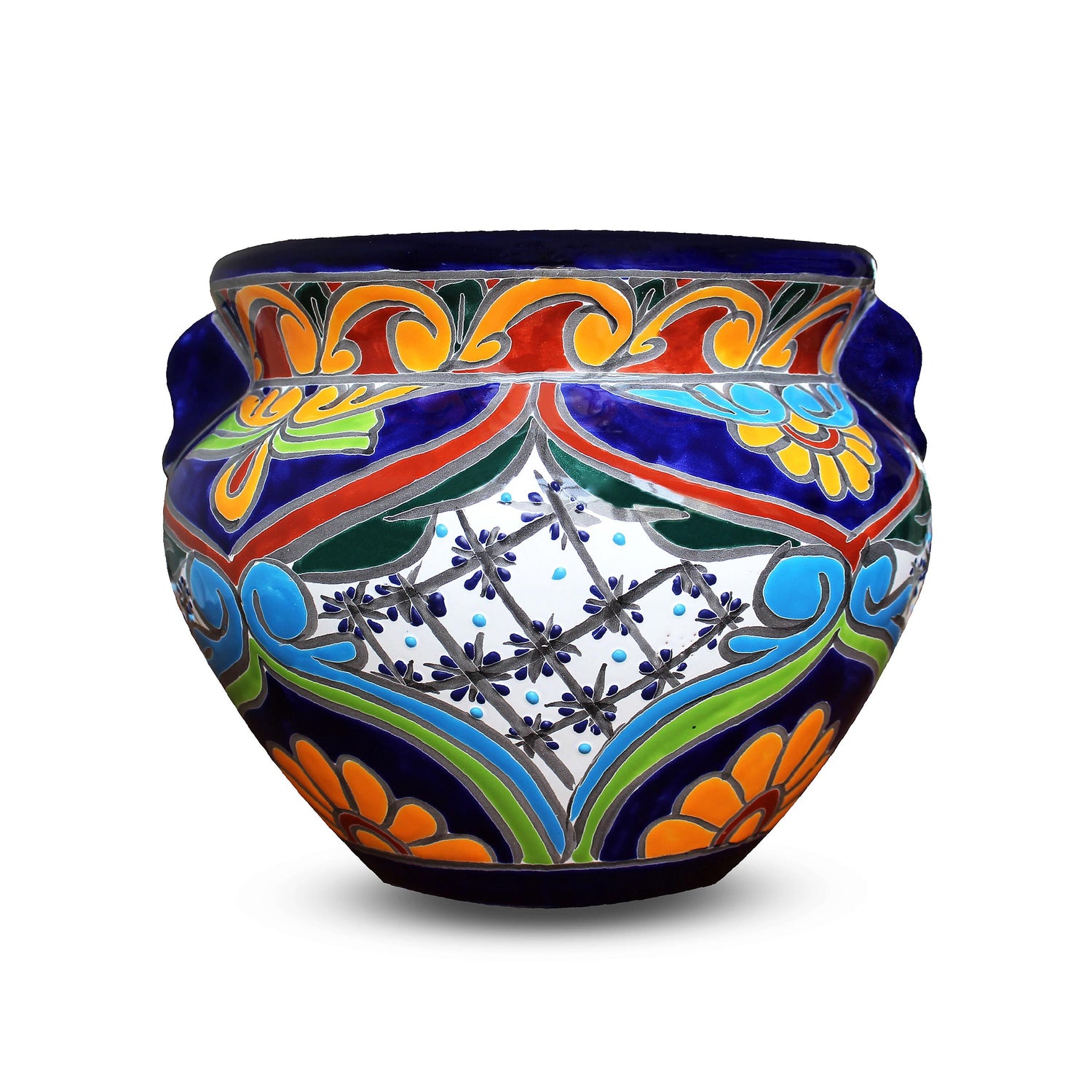 mexican plant pots australia Large Multicolored Talavera Chata Planter – Plow & Hearth