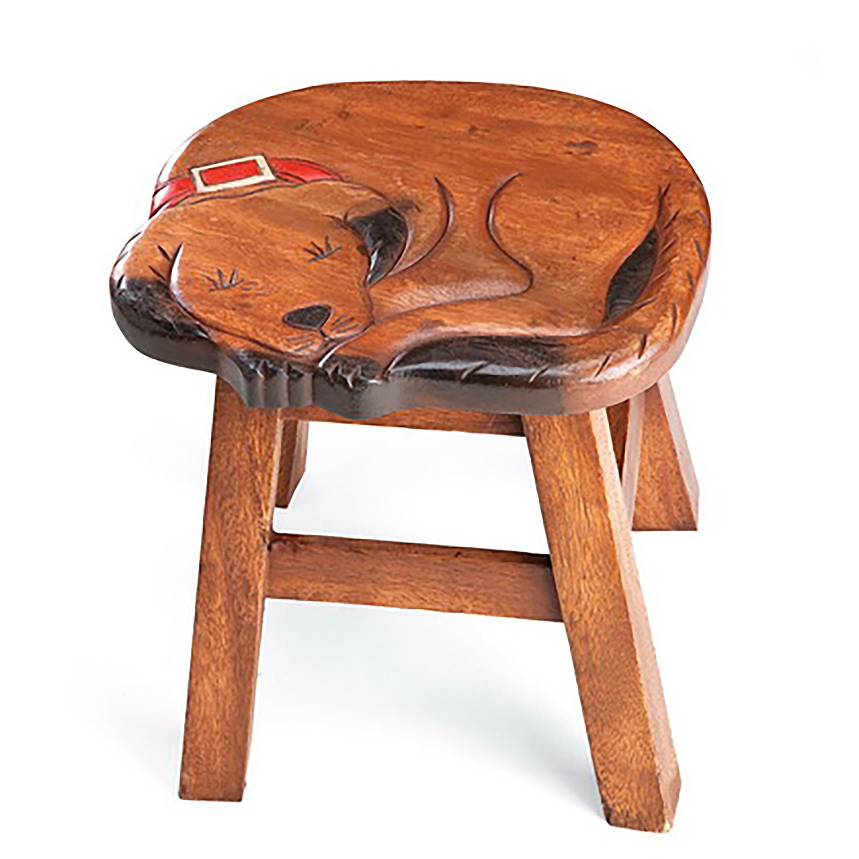 スイデコ　YWスツール DOG Dog or Cat Hand-carved Footstool | Plow & Hearth