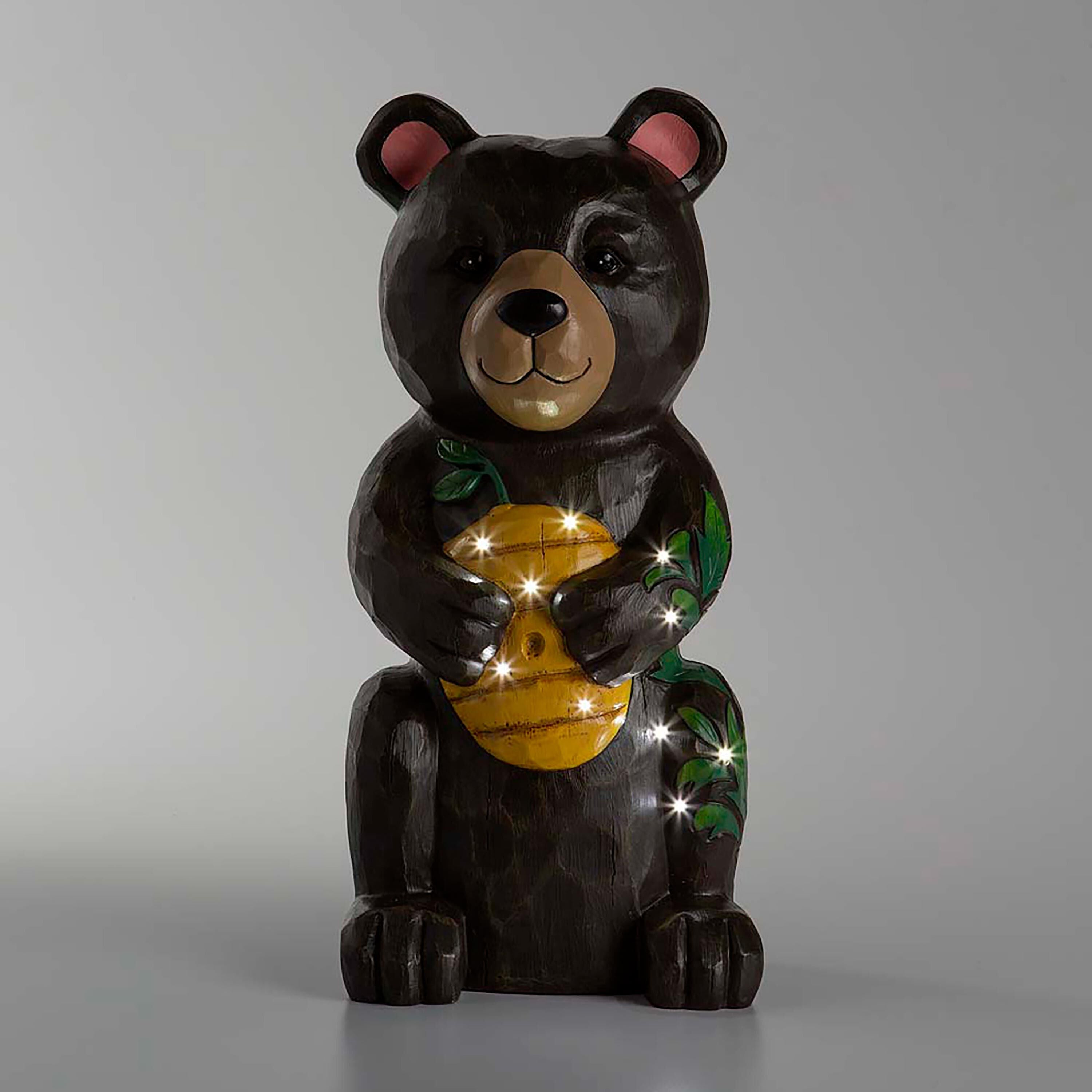 Petal & Plow Garden Statue, LED Bear, 18