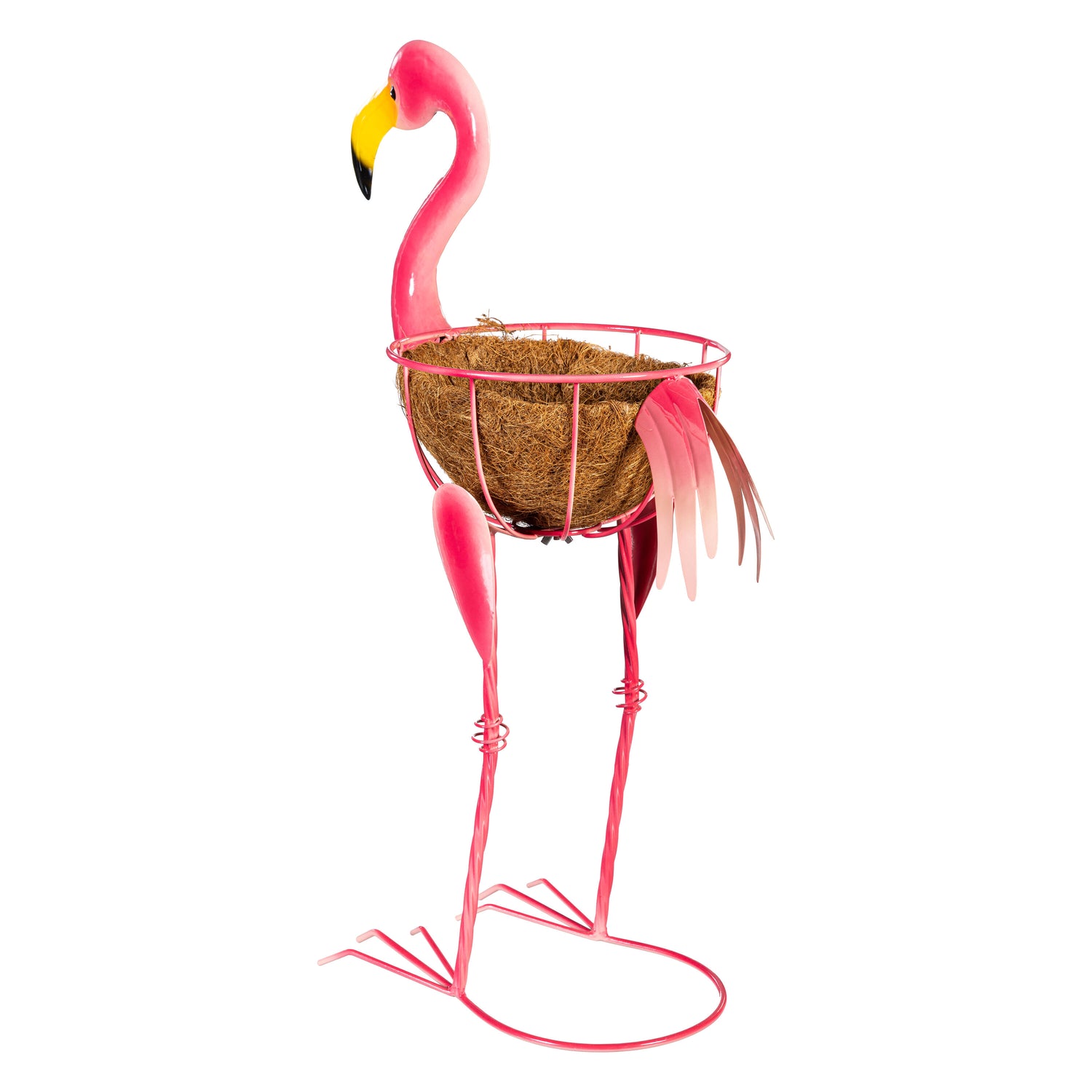 hanging flamingo planter Evergreen 25 in. Metal Flamingo with Coco Insert Garden Planter