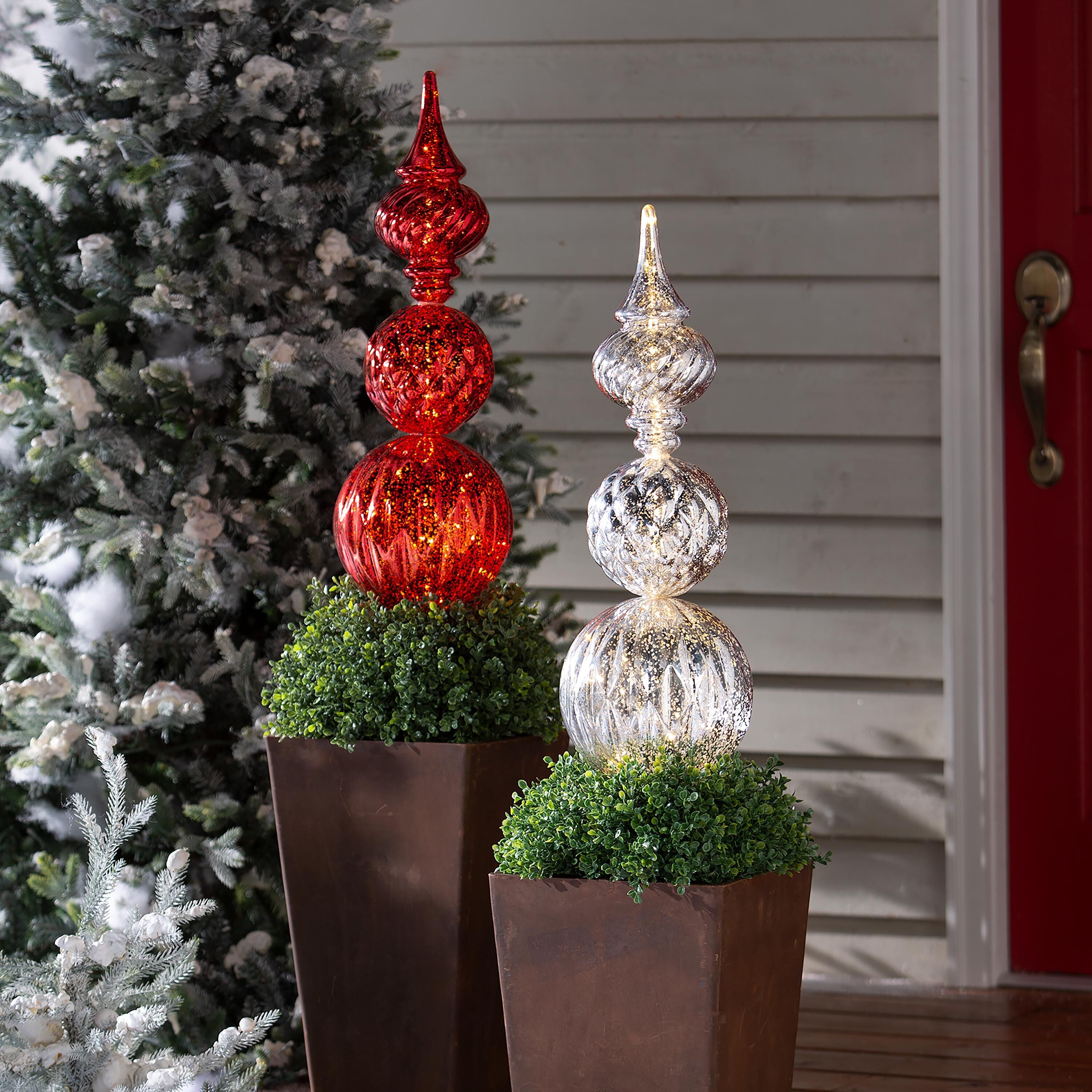 Indoor/Outdoor Shatterproof Holiday Lighted Large Finial Ornament
