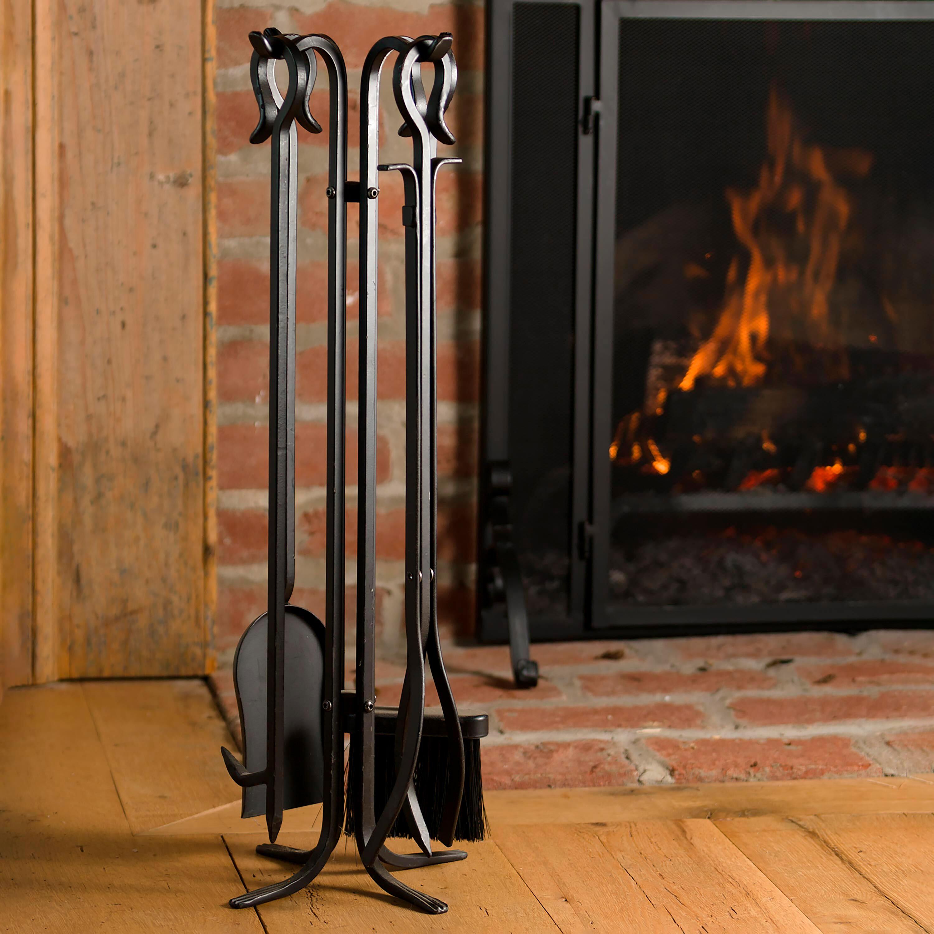Plow & Hearth Hand Forged Fireplace Tool Set