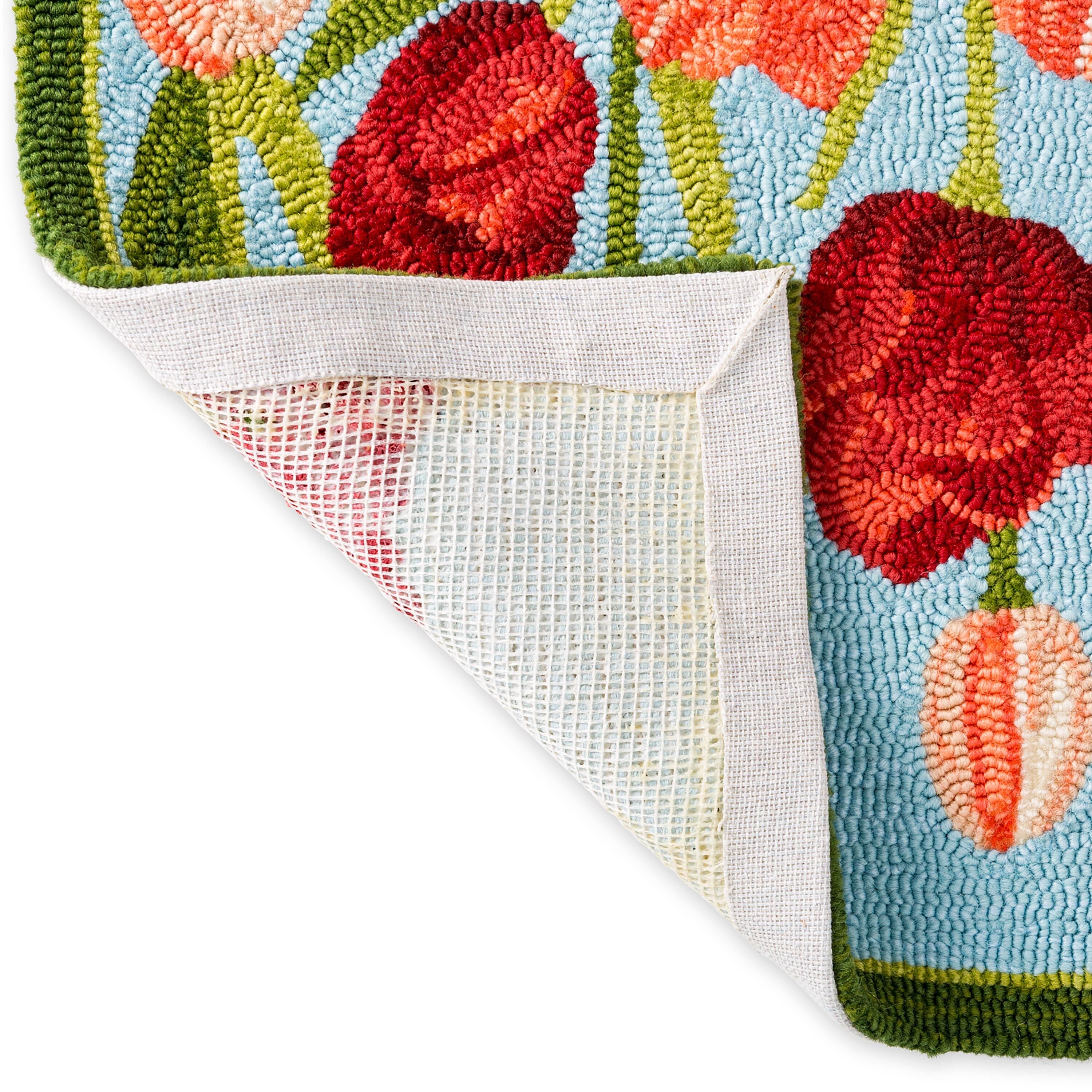 USA RUG / チューリップ柄 Indoor/Outdoor Pink Tulips Hooked Polypropylene Accent Rug – Plow