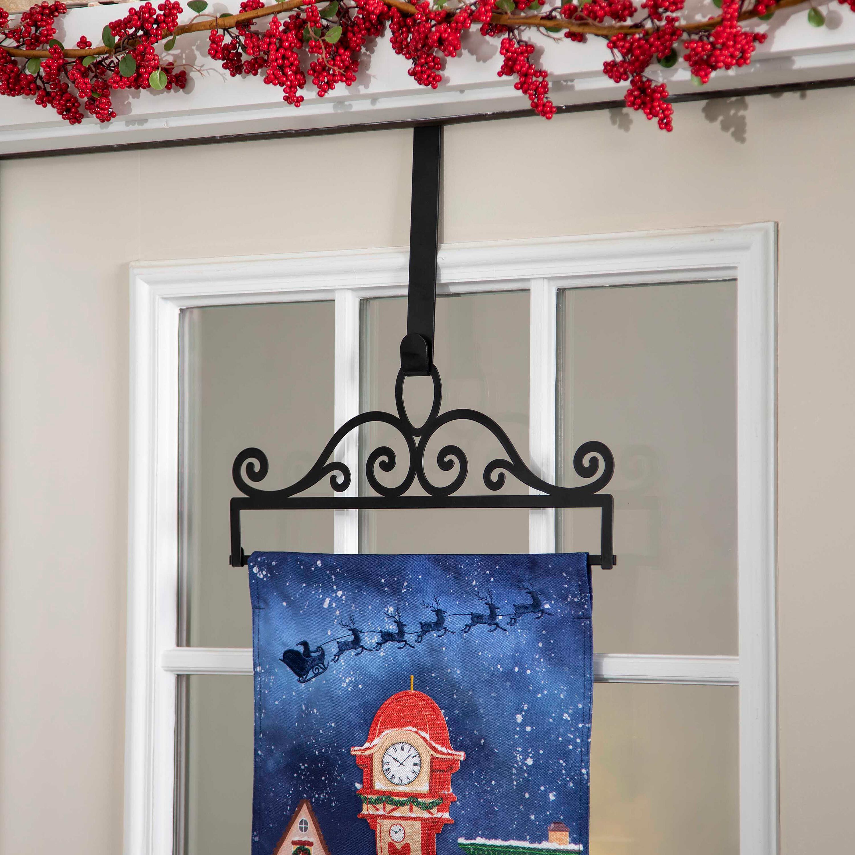 Evergreen Scroll Garden Flag Door Hanger
