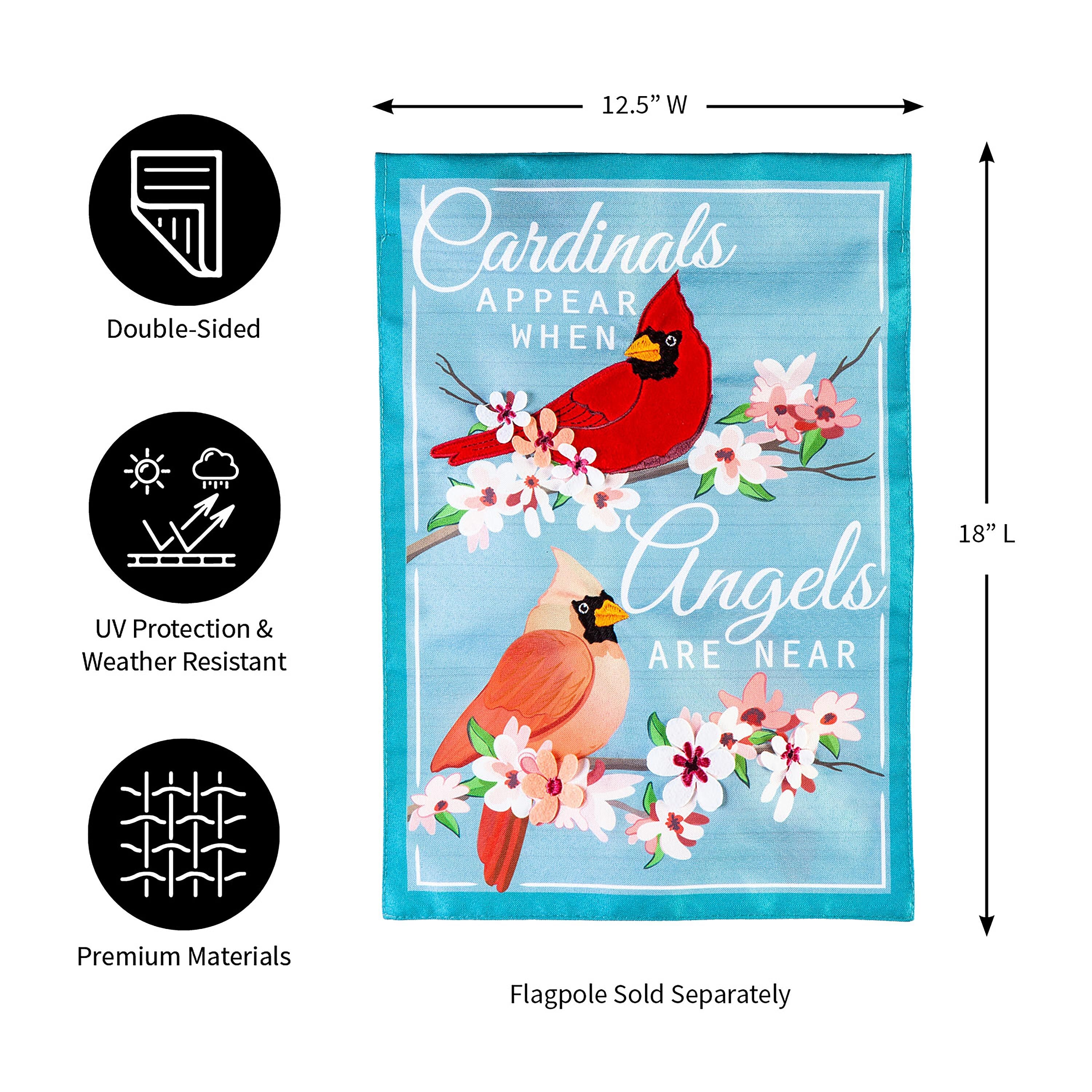 Angels Are Near Cardinals Linen Garden Flag