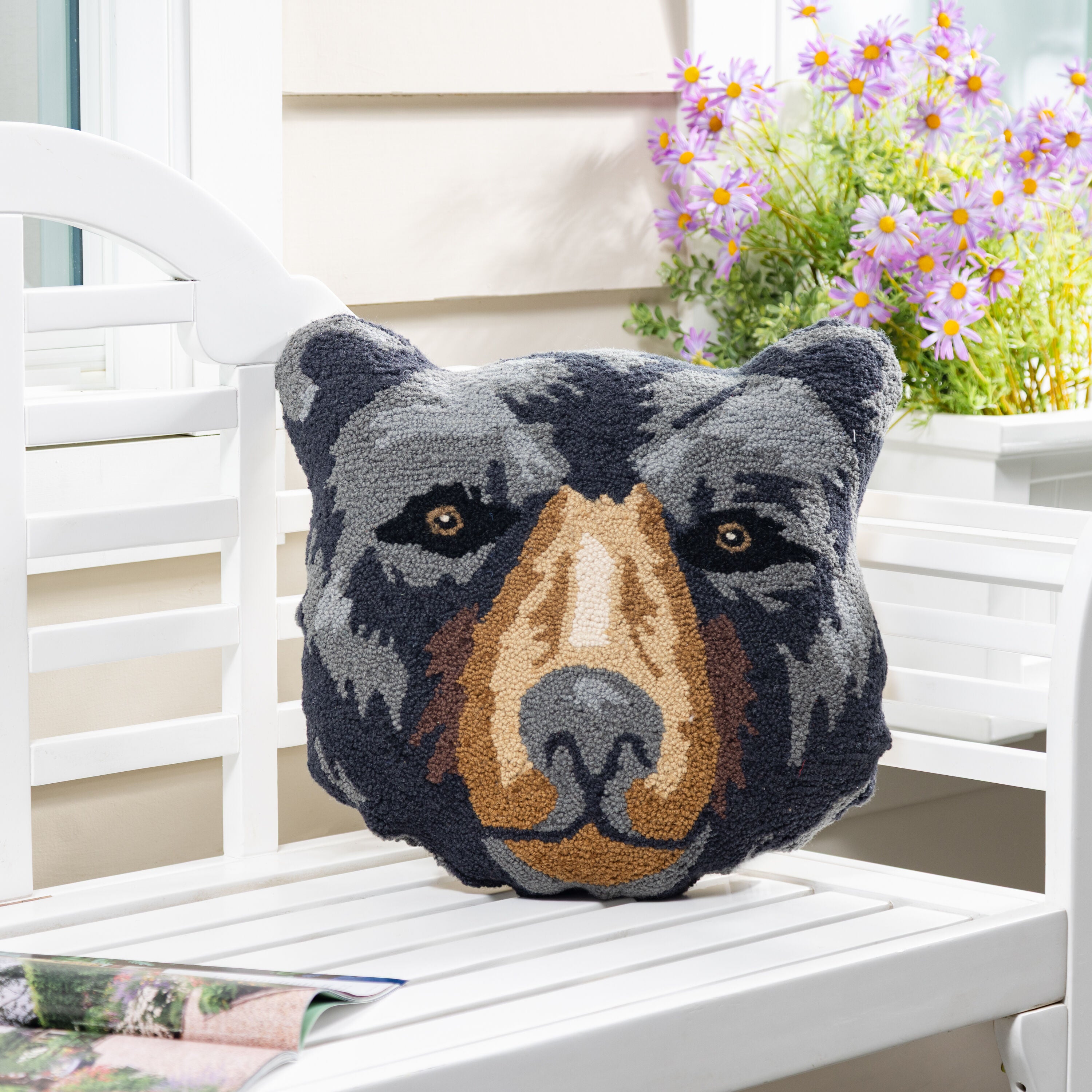 Plow & Hearth Bear Shaped Hooked Pillow