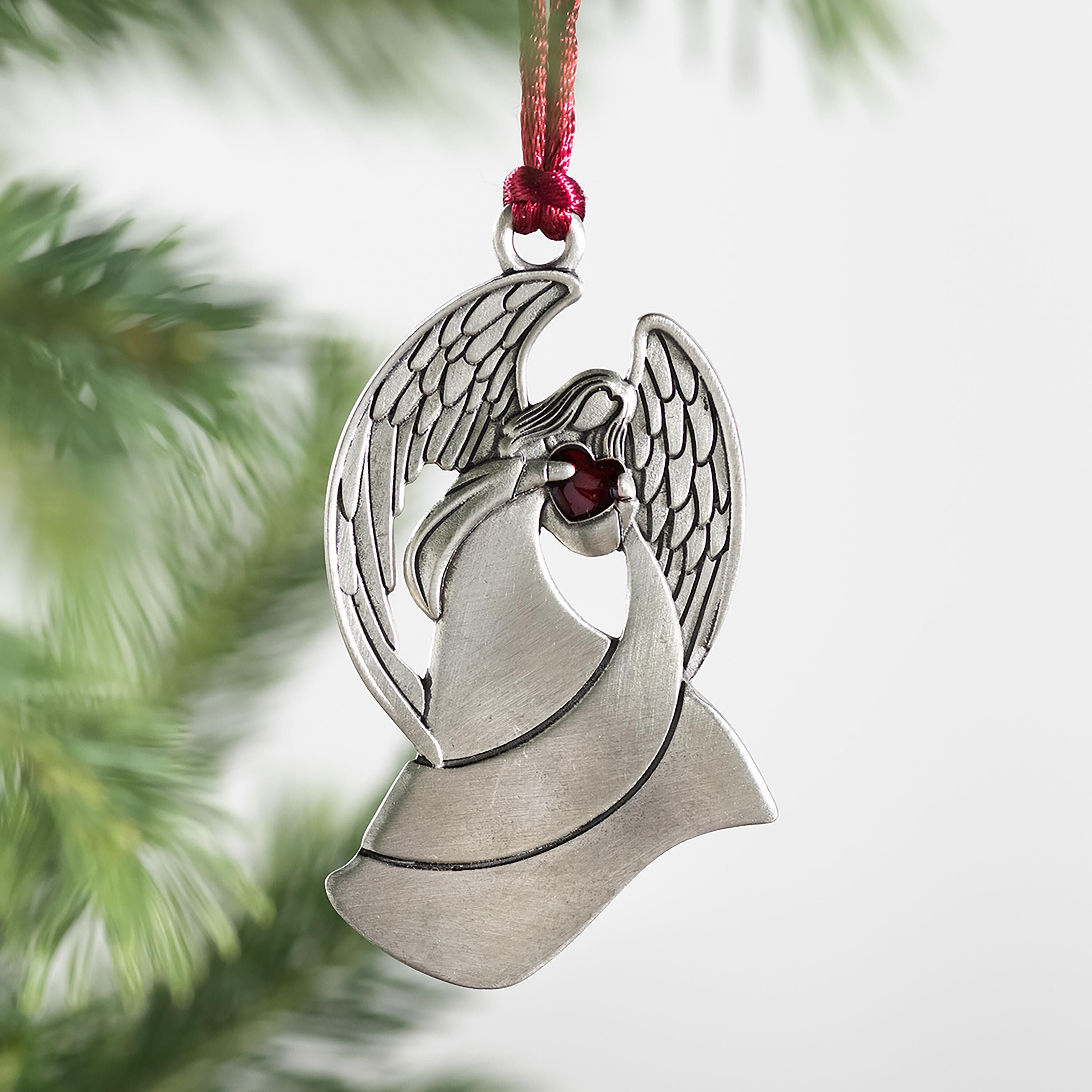 その他  Christmas Present Ornament Angel Solid Pewter Christmas Ornament – Plow & Hearth