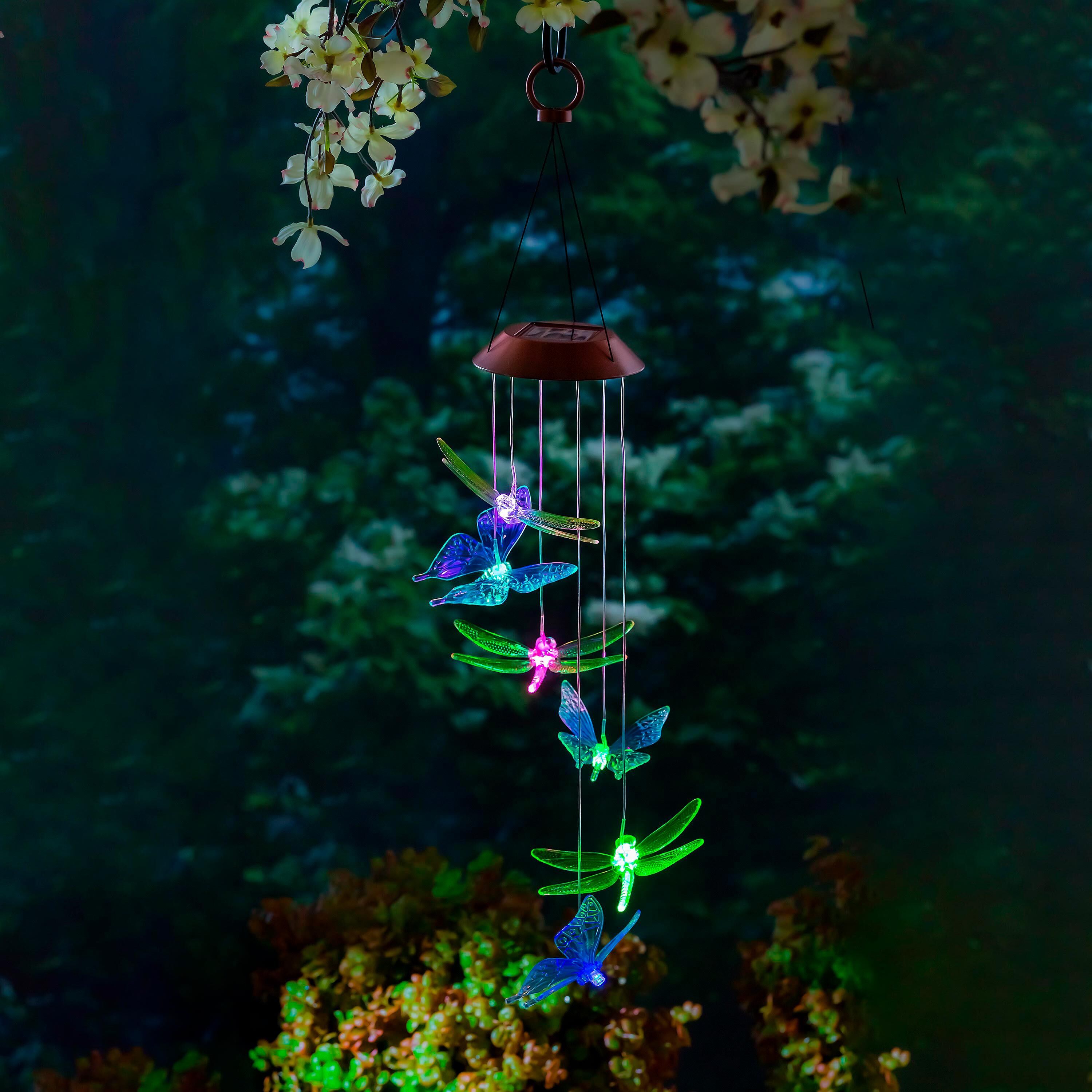 バタフライフェアリー　April Showers Dragonfly & Butterfly Color Changing Solar Mobile – Plow & Hearth