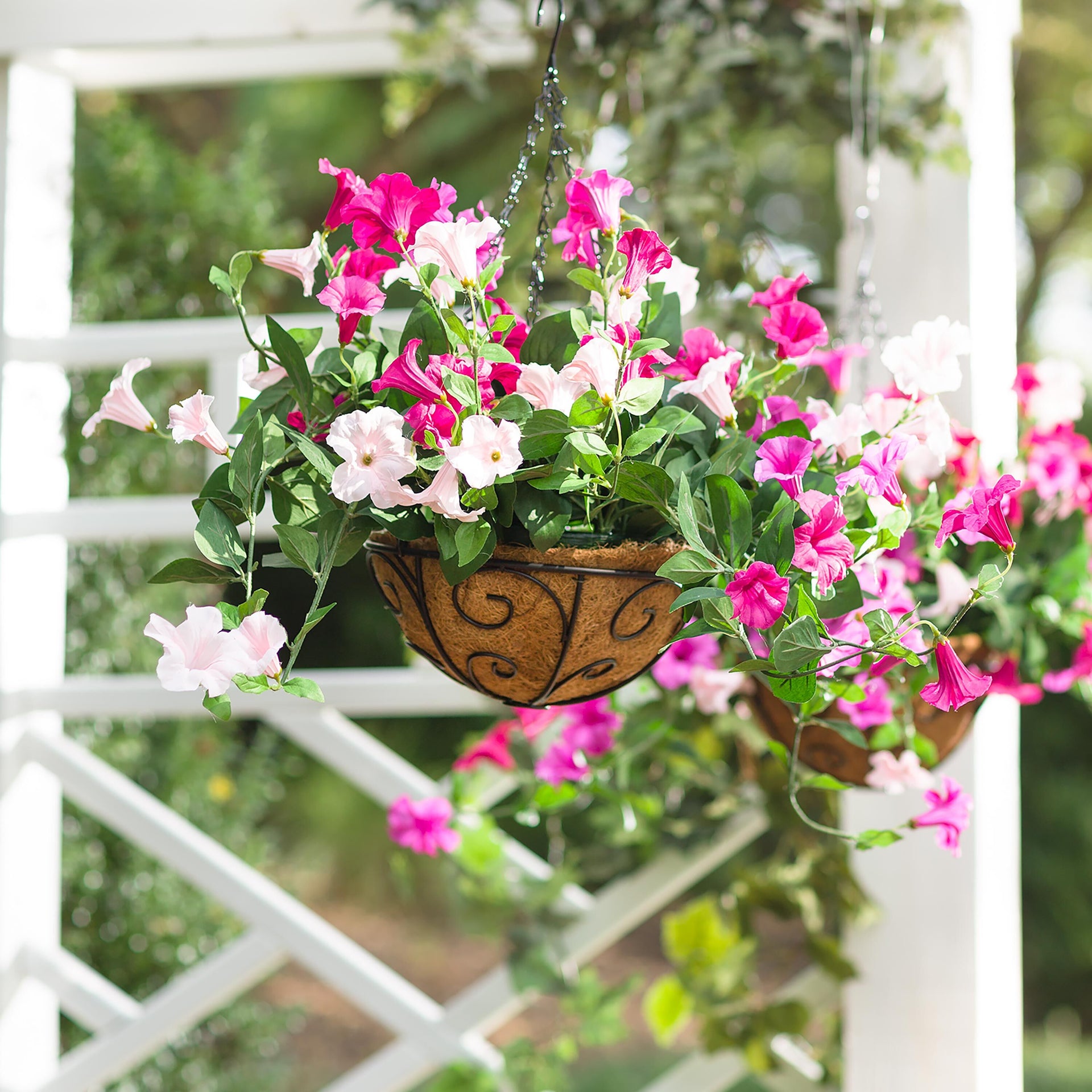 plant hanger baskets Faux Petunia Hanging Basket – Plow & Hearth