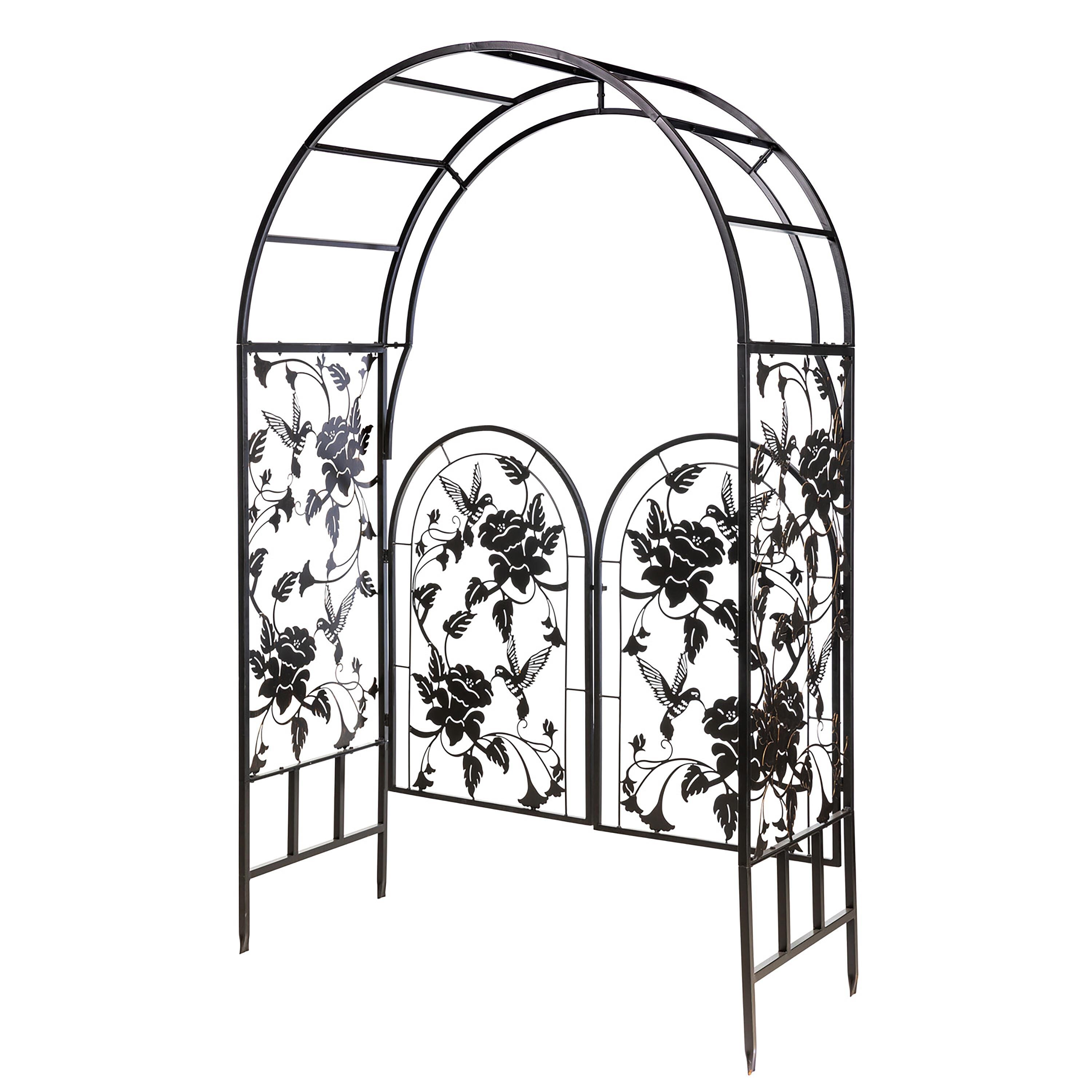 Plow & Hearth Arched Hummingbird Garden Arbor with Gate - Thumbnail 2