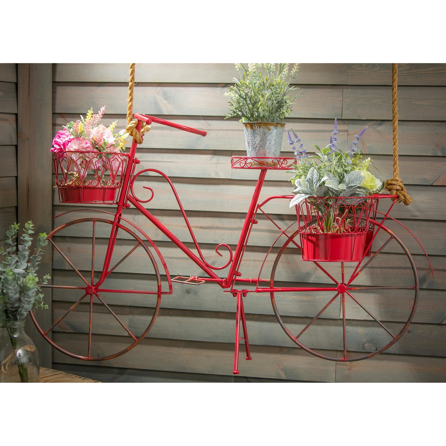indoor bicycle planter Red Metal Bicycle Planter