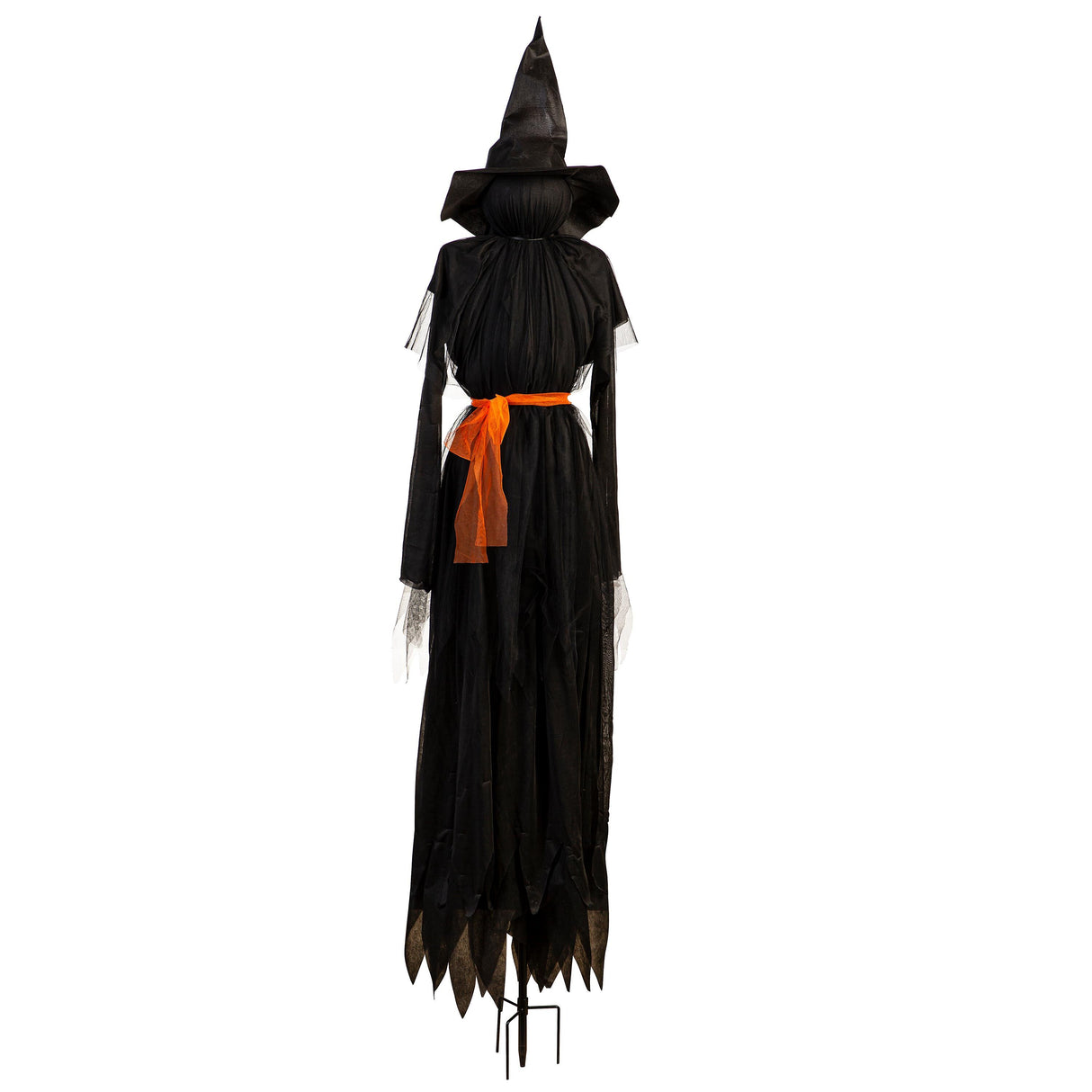 76" Witch Lighted Fabric Garden Stake with Orange Bow