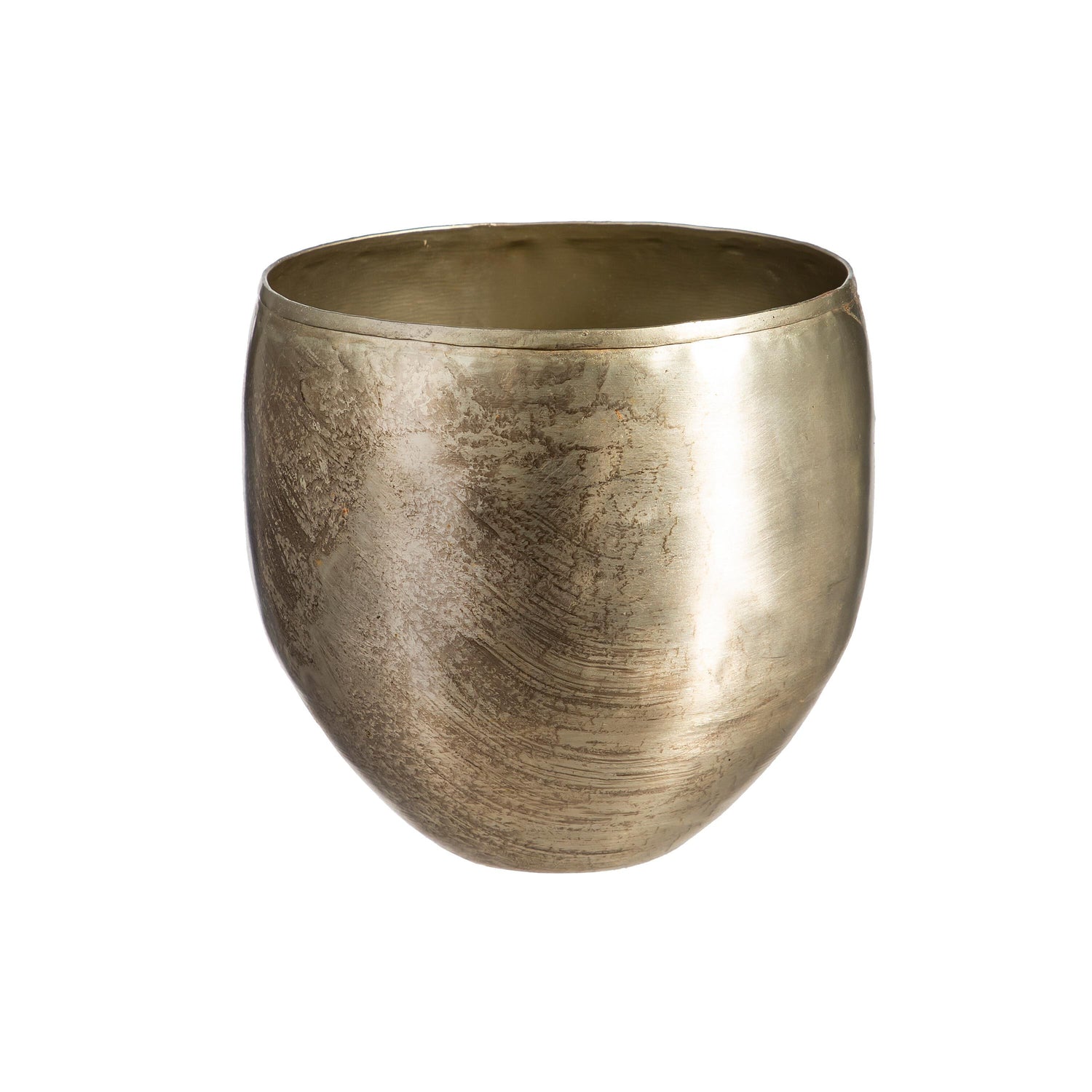 silver pot planter Glazed Metal Planter, Silver, Nested Set of 3
