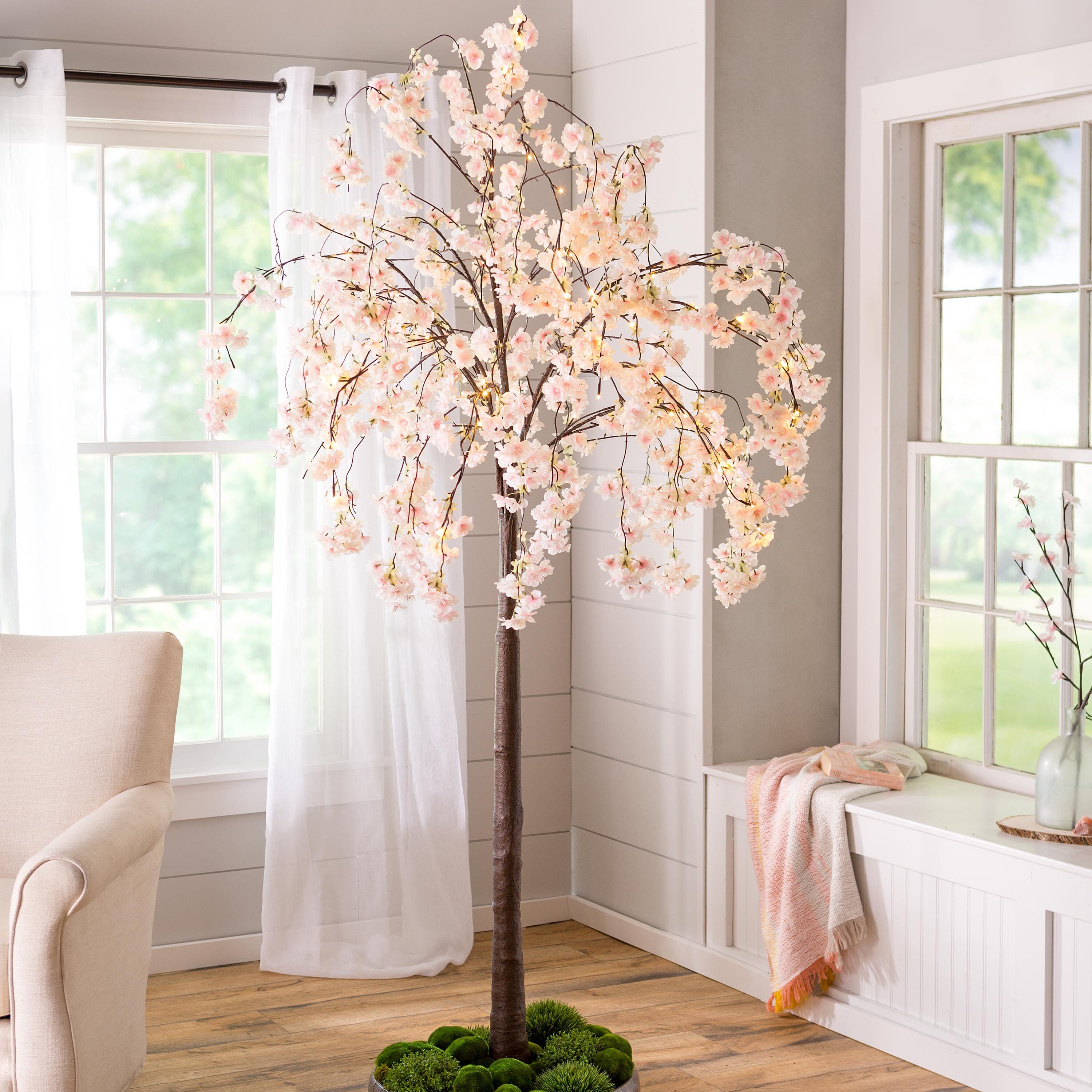 Large Lighted Faux Weeping Cherry Tree, 6'H – Plow & Hearth