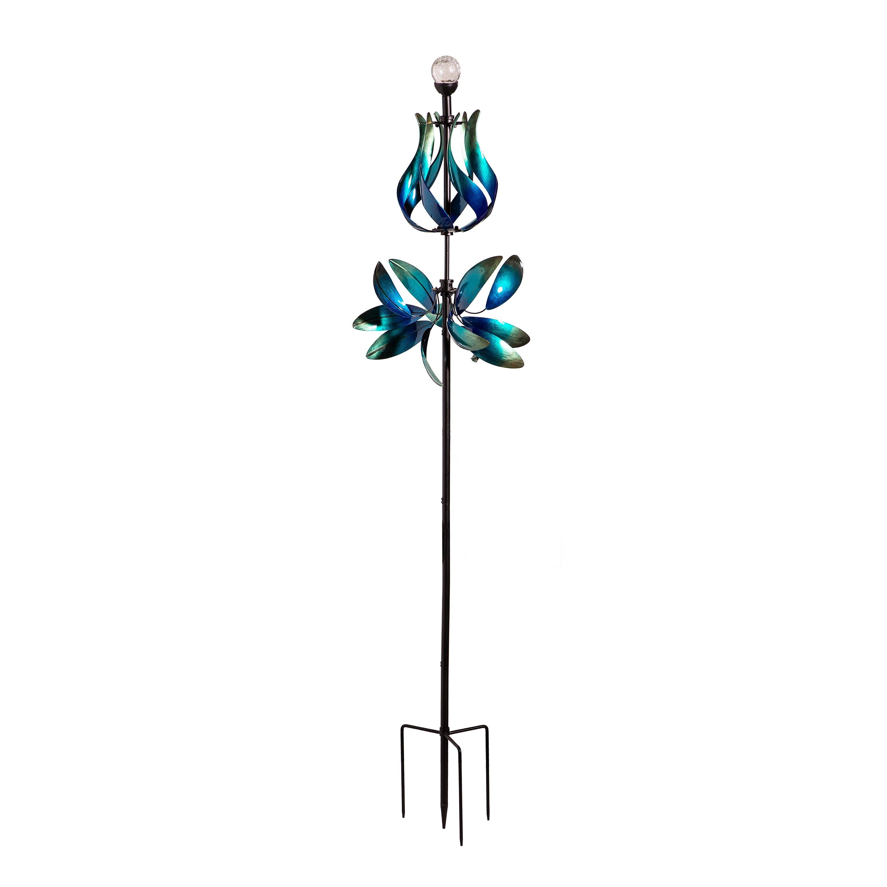 Seaside Retreat Wind Spinner, Solar Blue & Teal Floral Gradient