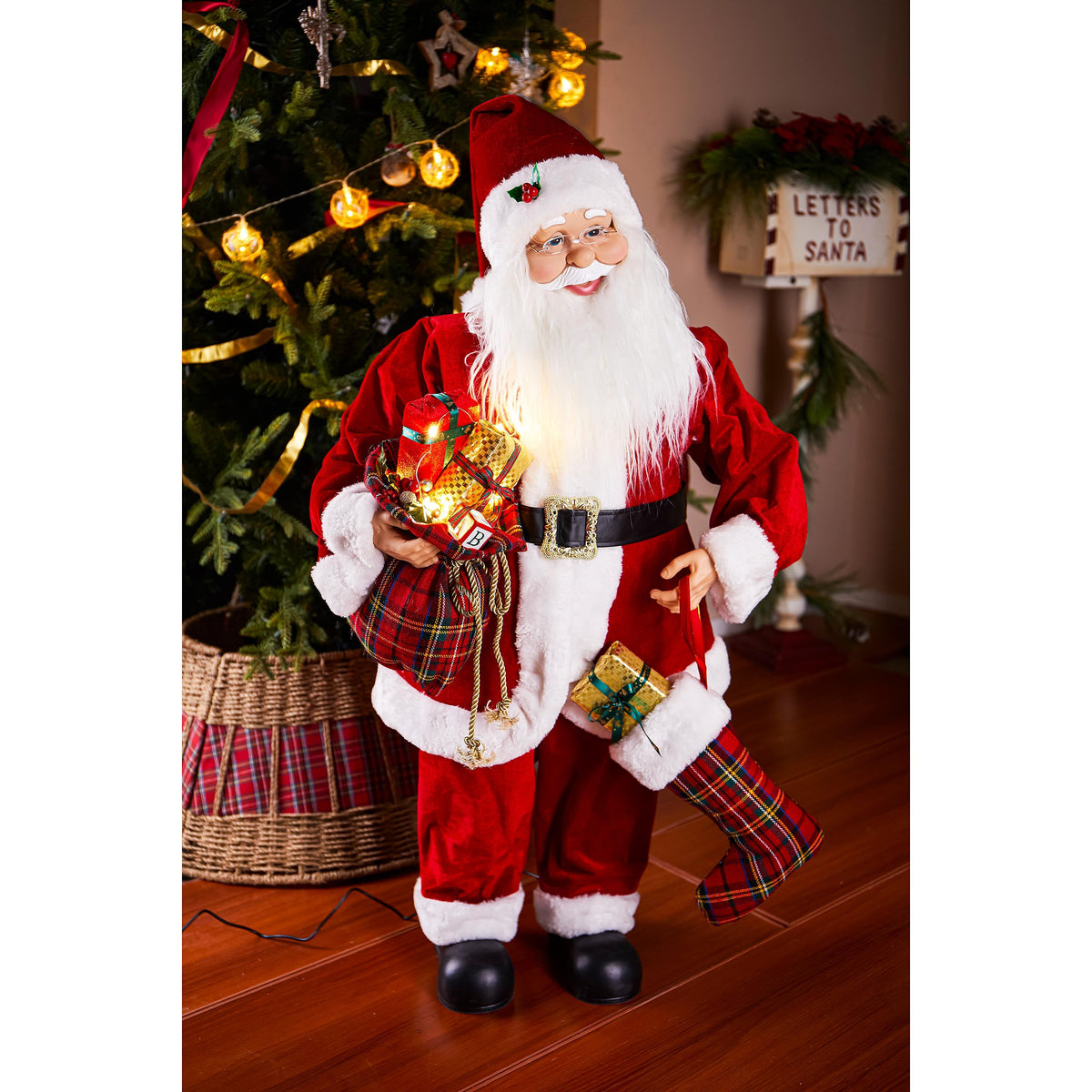 Led Rooftop Dancing Santa Traditional Santa LED Table Decor Dancing Santa Claus with Music, 39.5 ...