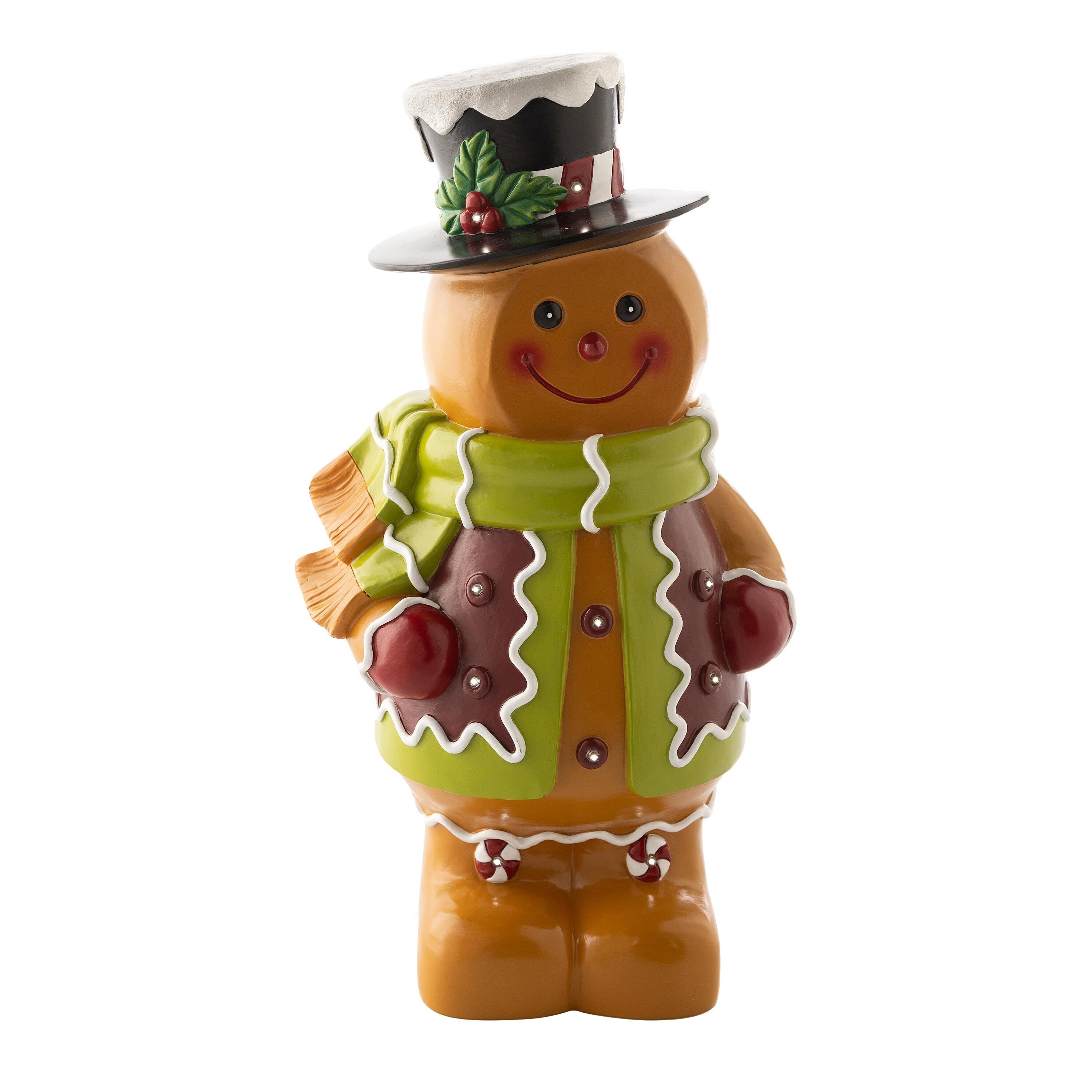 Indoor/Outdoor Lighted Gingerbread Boy Shorty Statue – Plow & Hearth