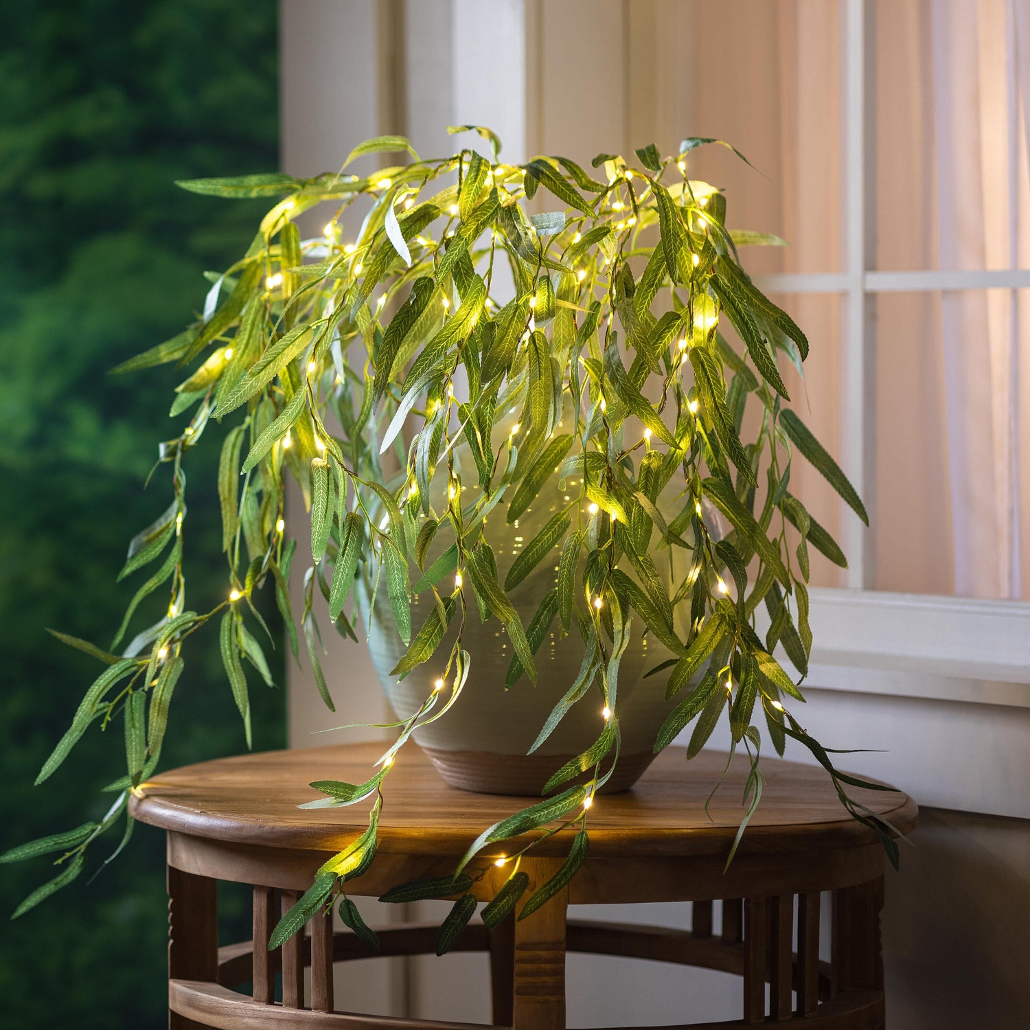 weeping willow indoor plant Indoor/Outdoor Lighted Green Willow Tree Branches, Set of 2