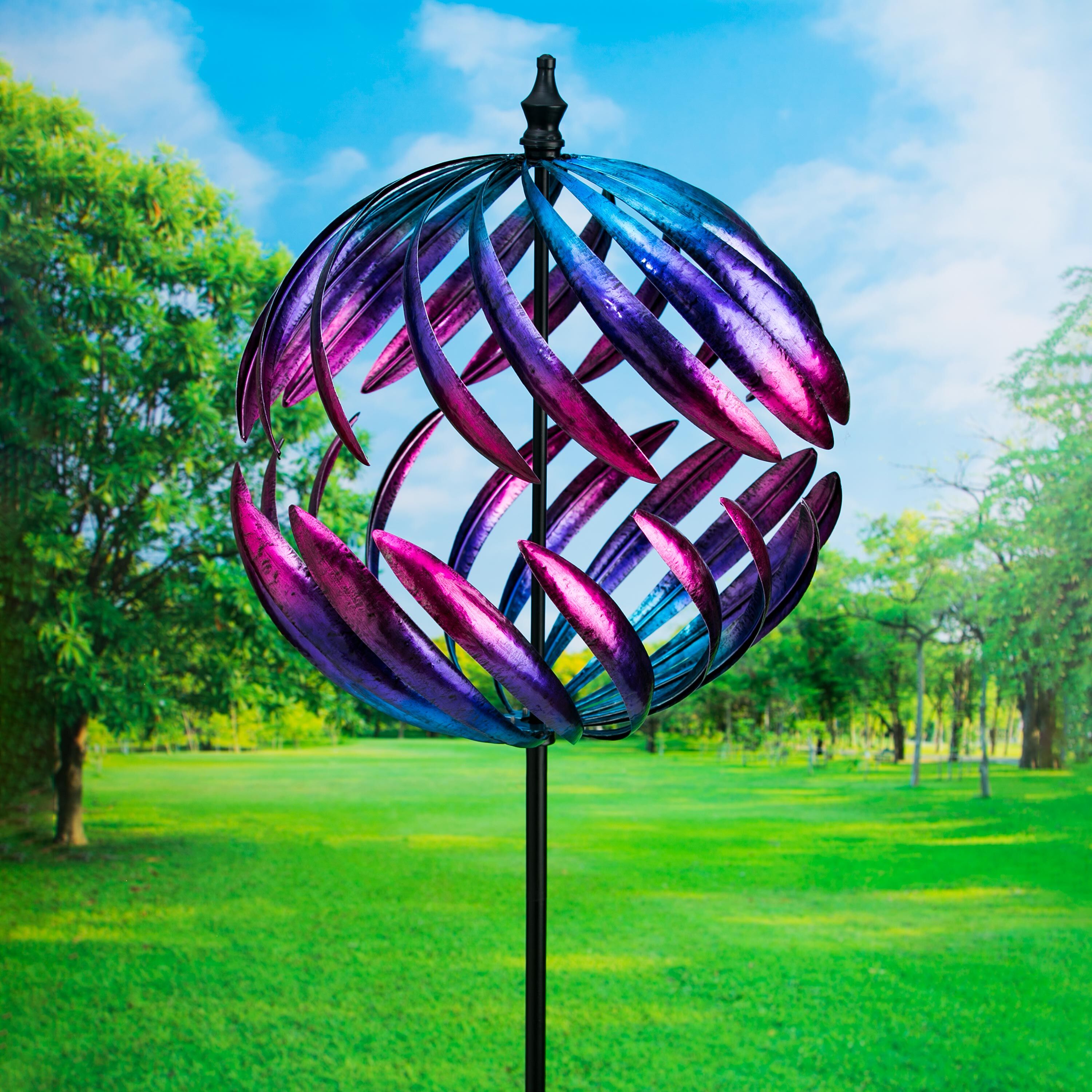 Split Sphere Metal Garden Wind Spinner – Plow & Hearth