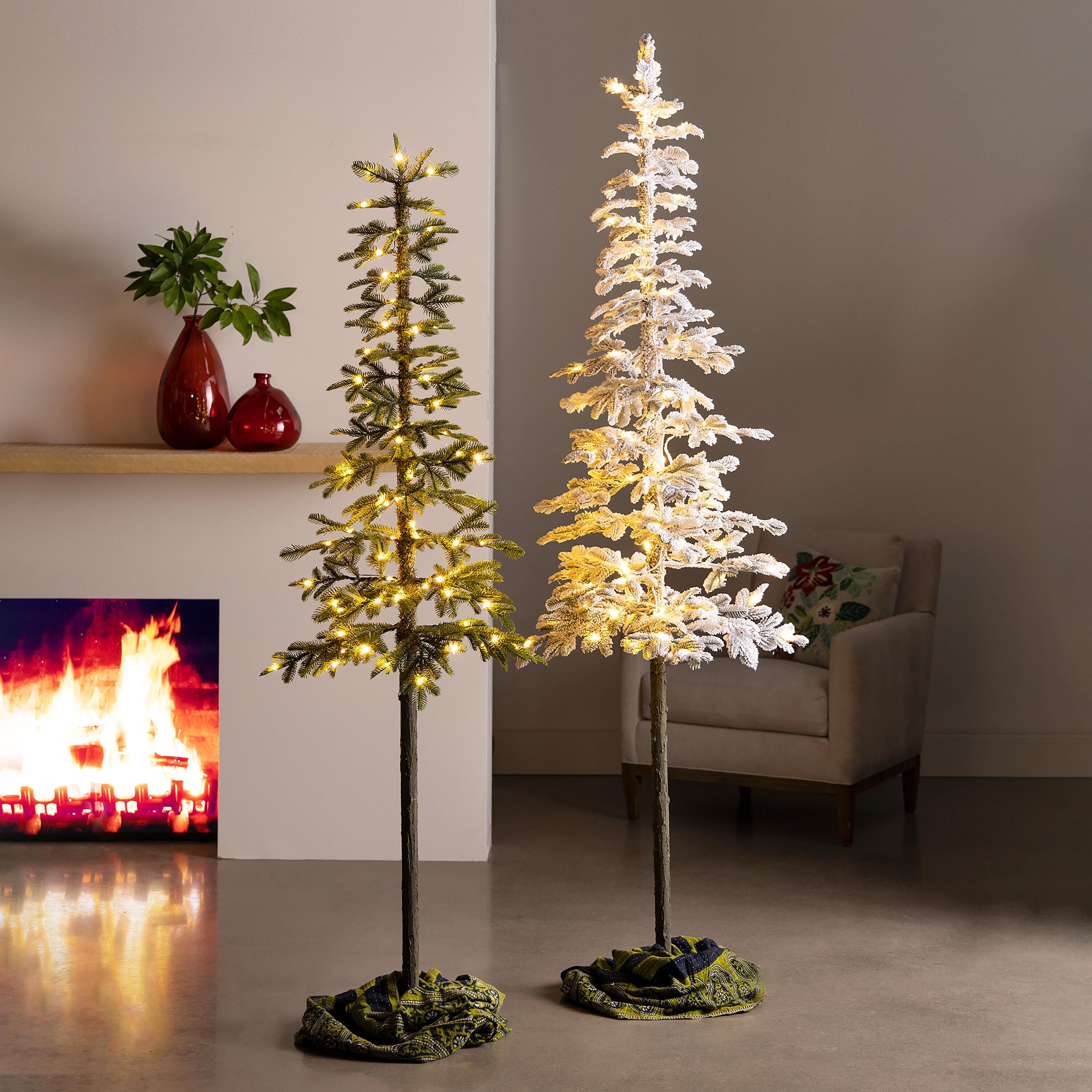 7' Monte Rosa Flocked Alpine Fir Christmas Tree with 200 Warm
