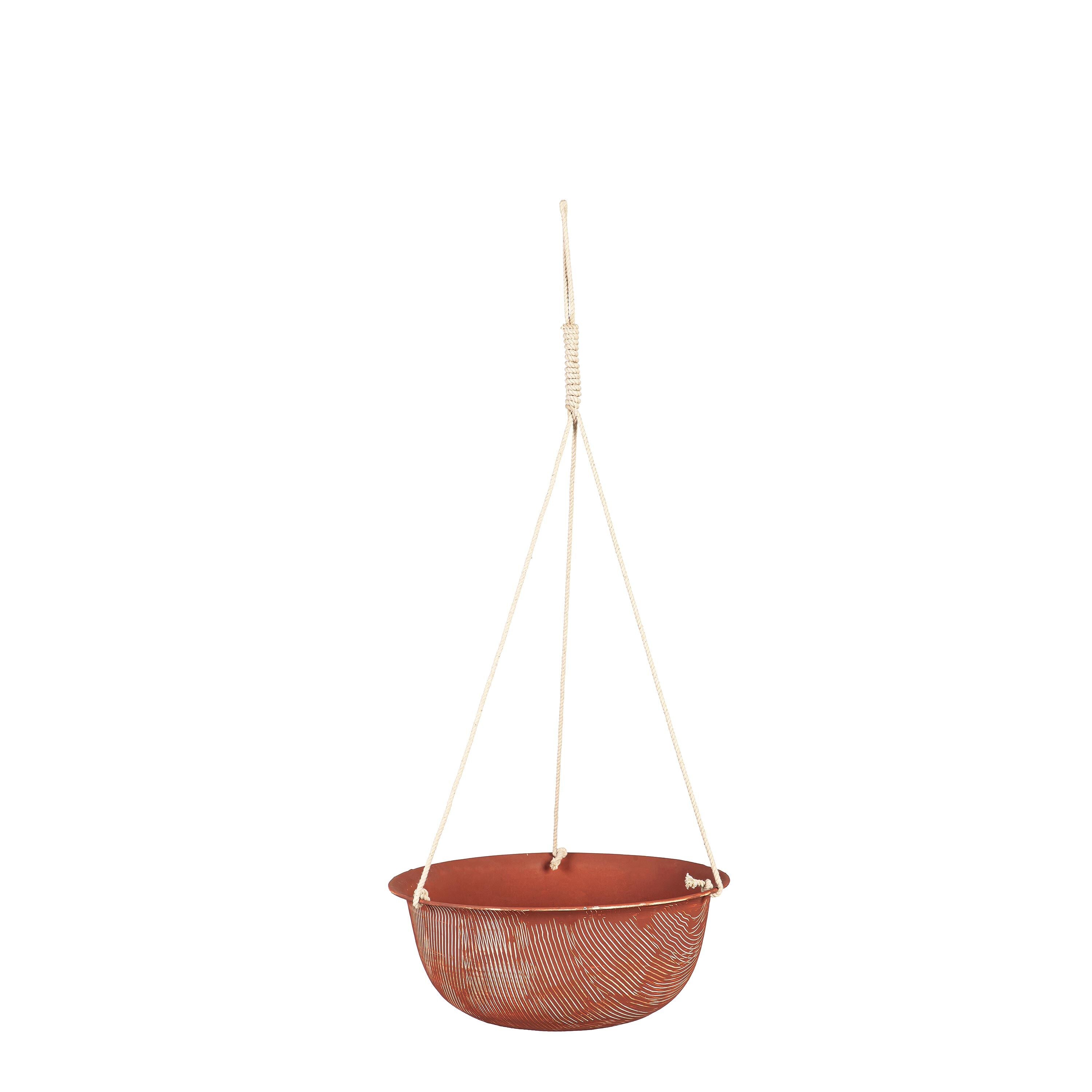 Indoor/Outdoor Metal Hanging Planters with Terra Cotta Finish - Thumbnail 4
