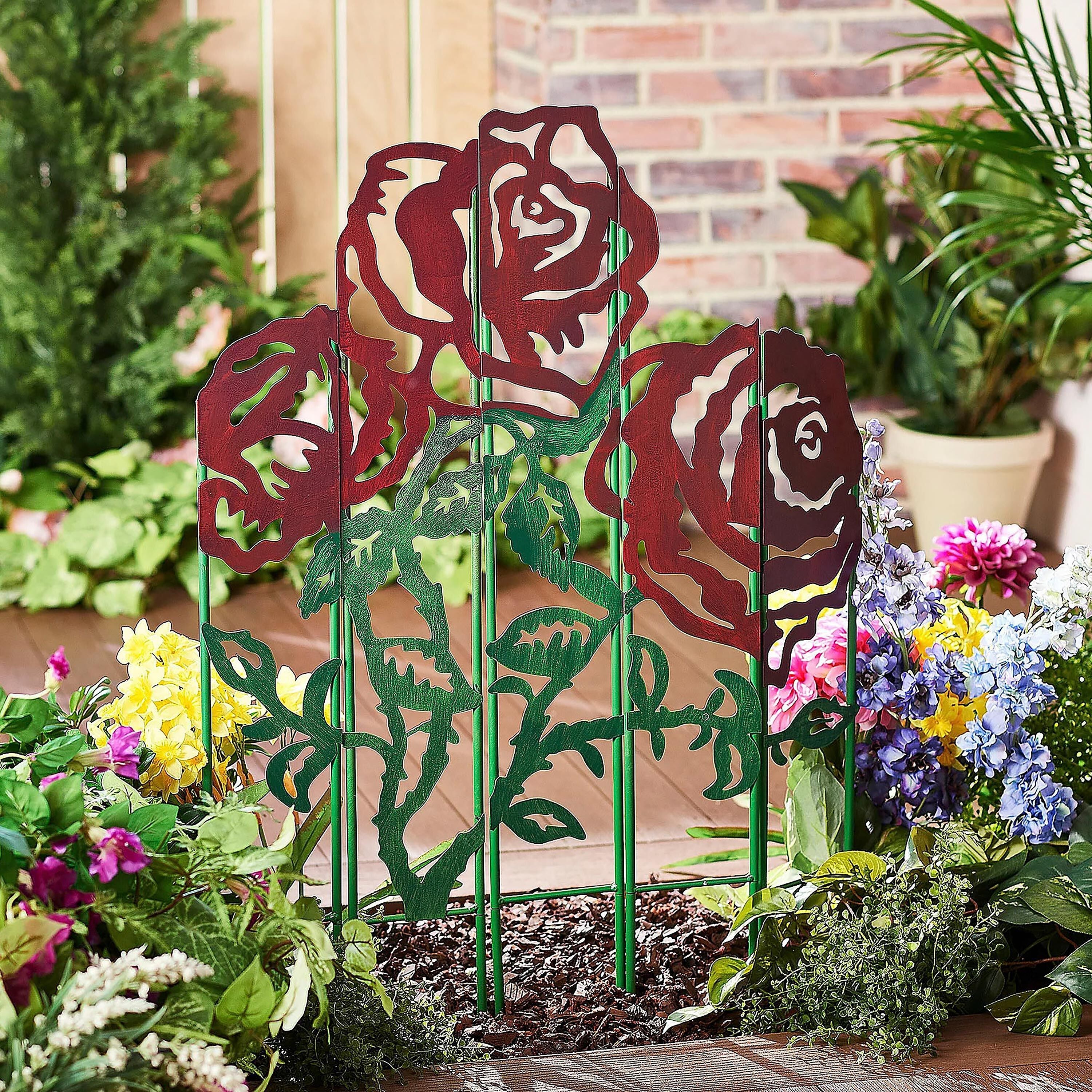 Metal Rose Garden Landscape Panel Stakes, 5-Panel Set – Plow & Hearth