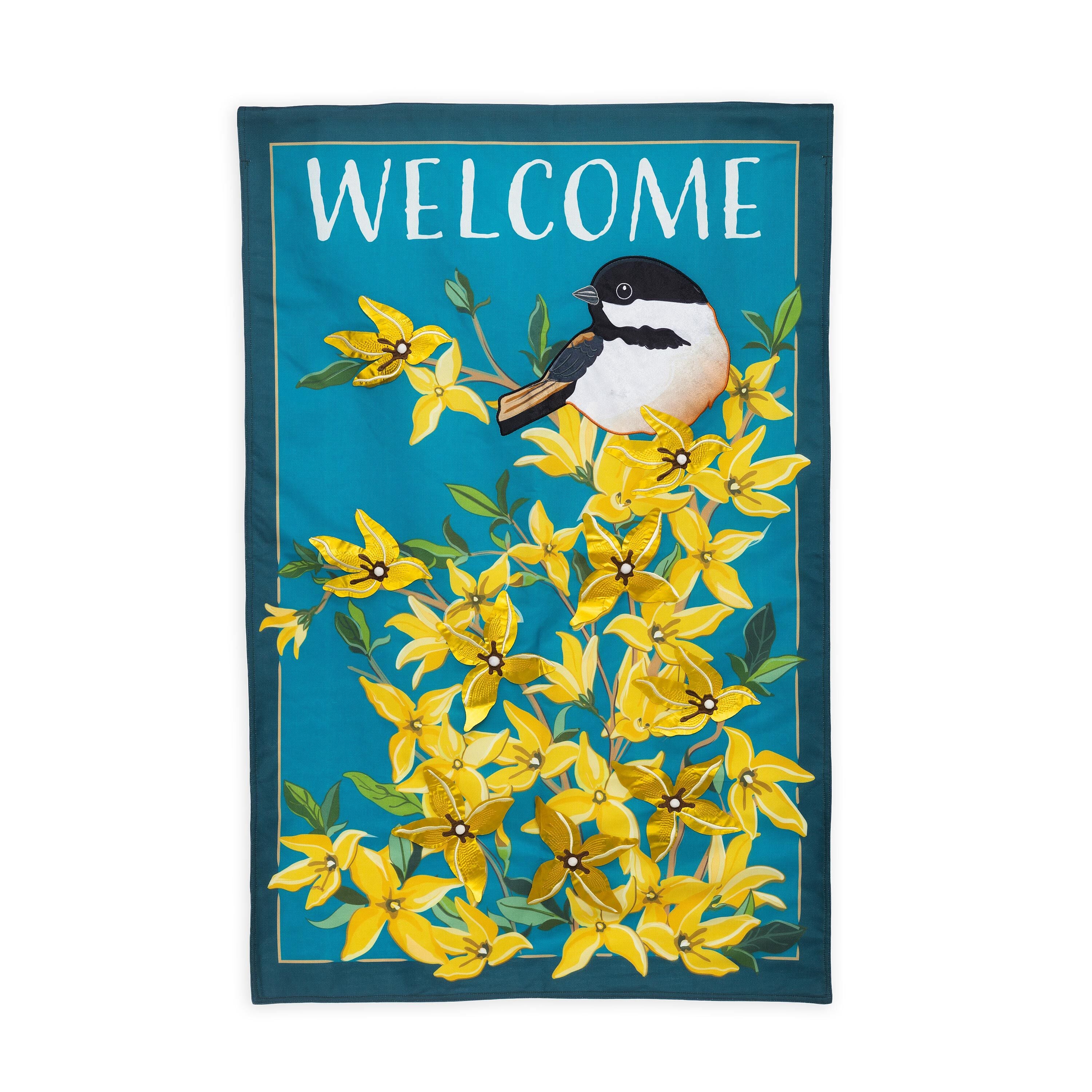 Forsythia and Chickadee Welcome Estate Flag – Plow & Hearth