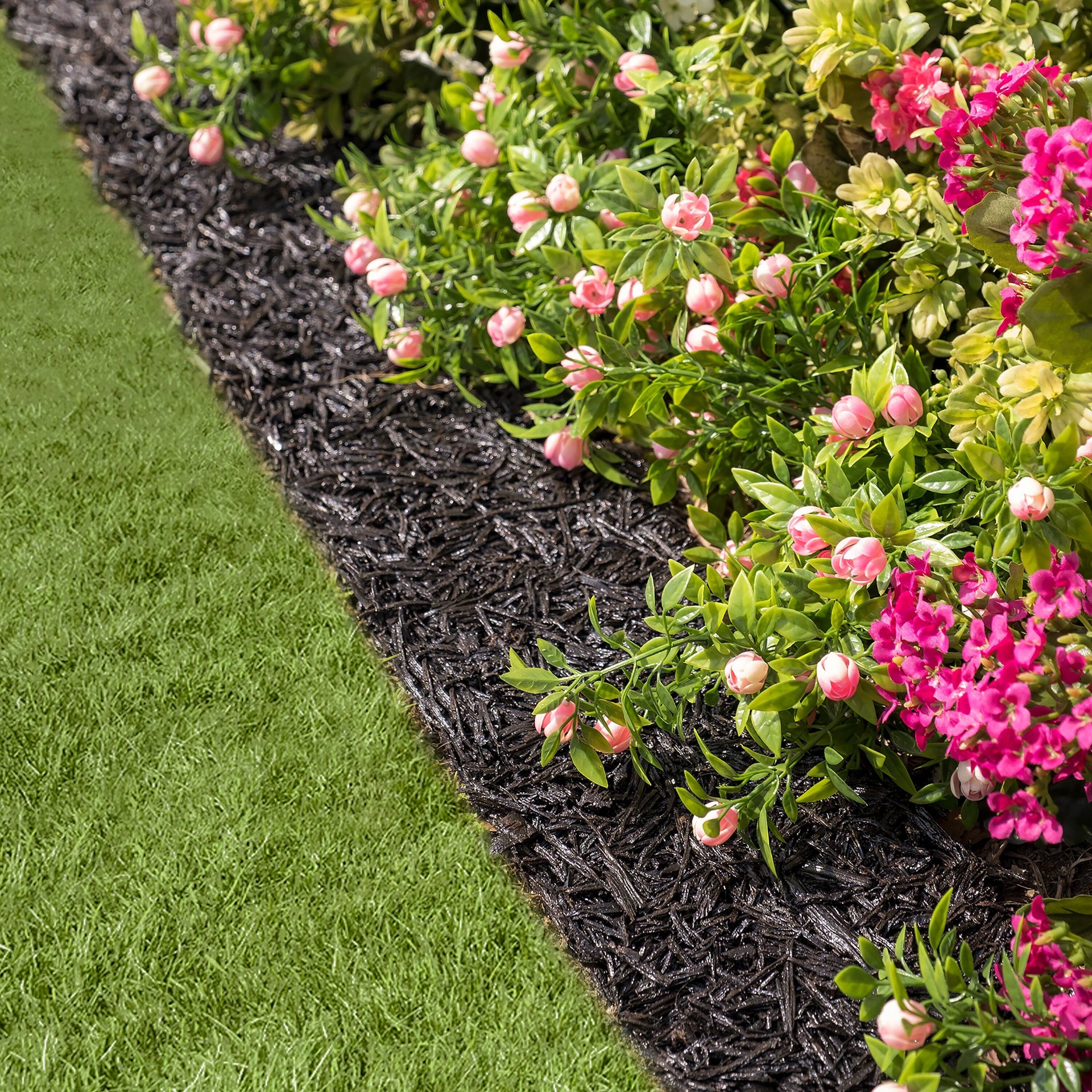 permanent mulch recycled rubber tree ring Plow & Hearth Permanent Rubber Mulch Border