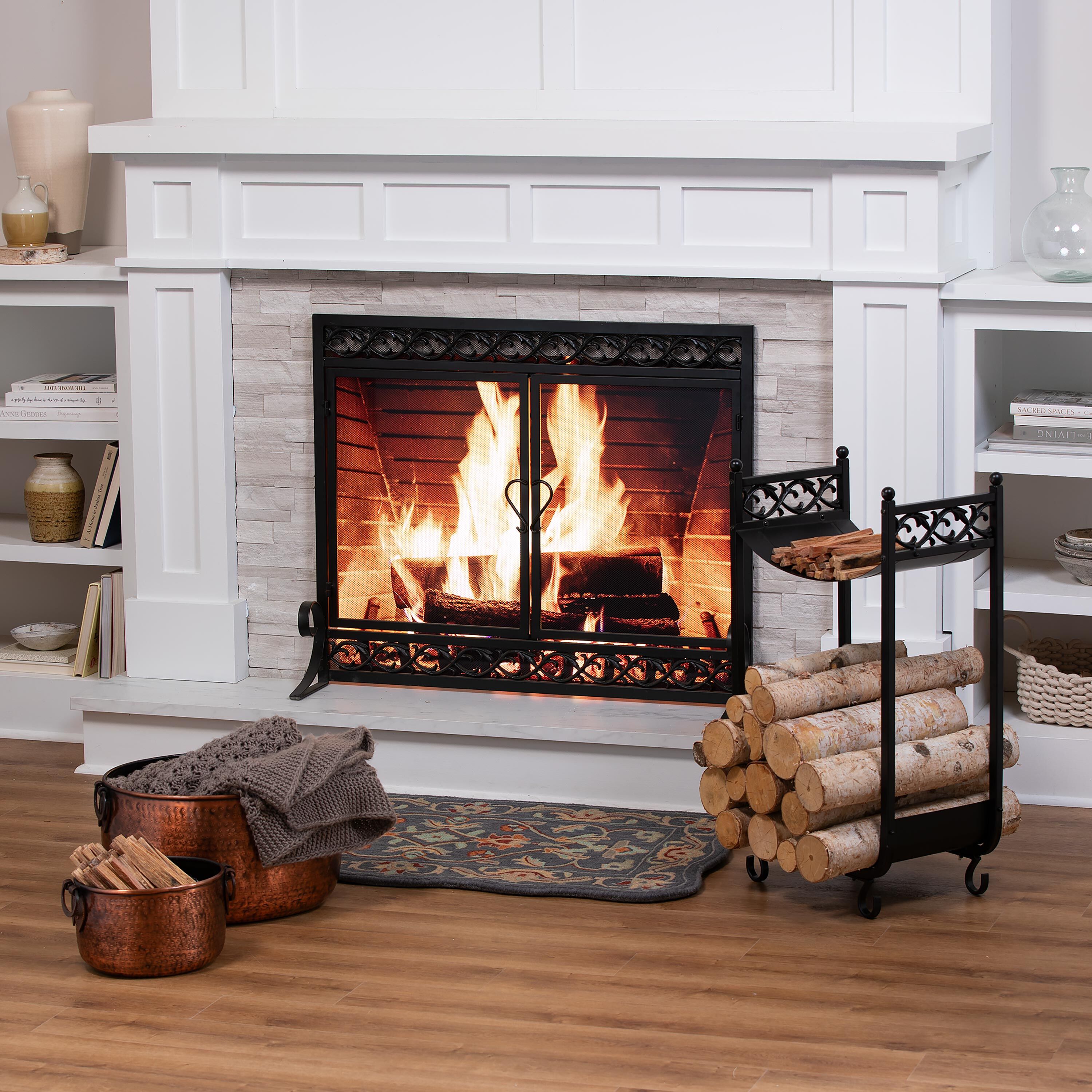 Plow & Hearth Cast Iron Scrollwork Fire Screen - Thumbnail 4