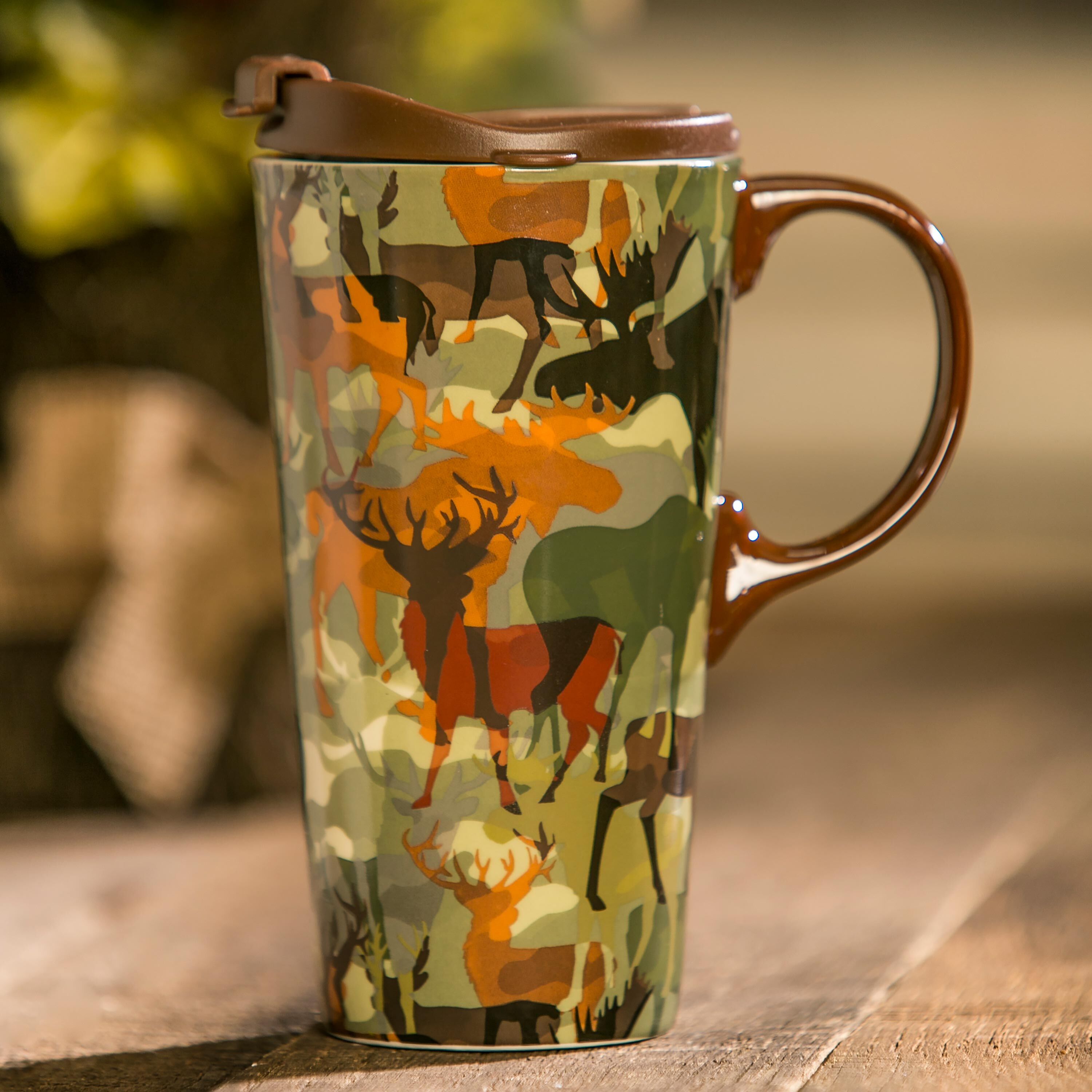 Harvest Blossom Ceramic Travel Cup, 17 OZ. ,w/box, Woodland