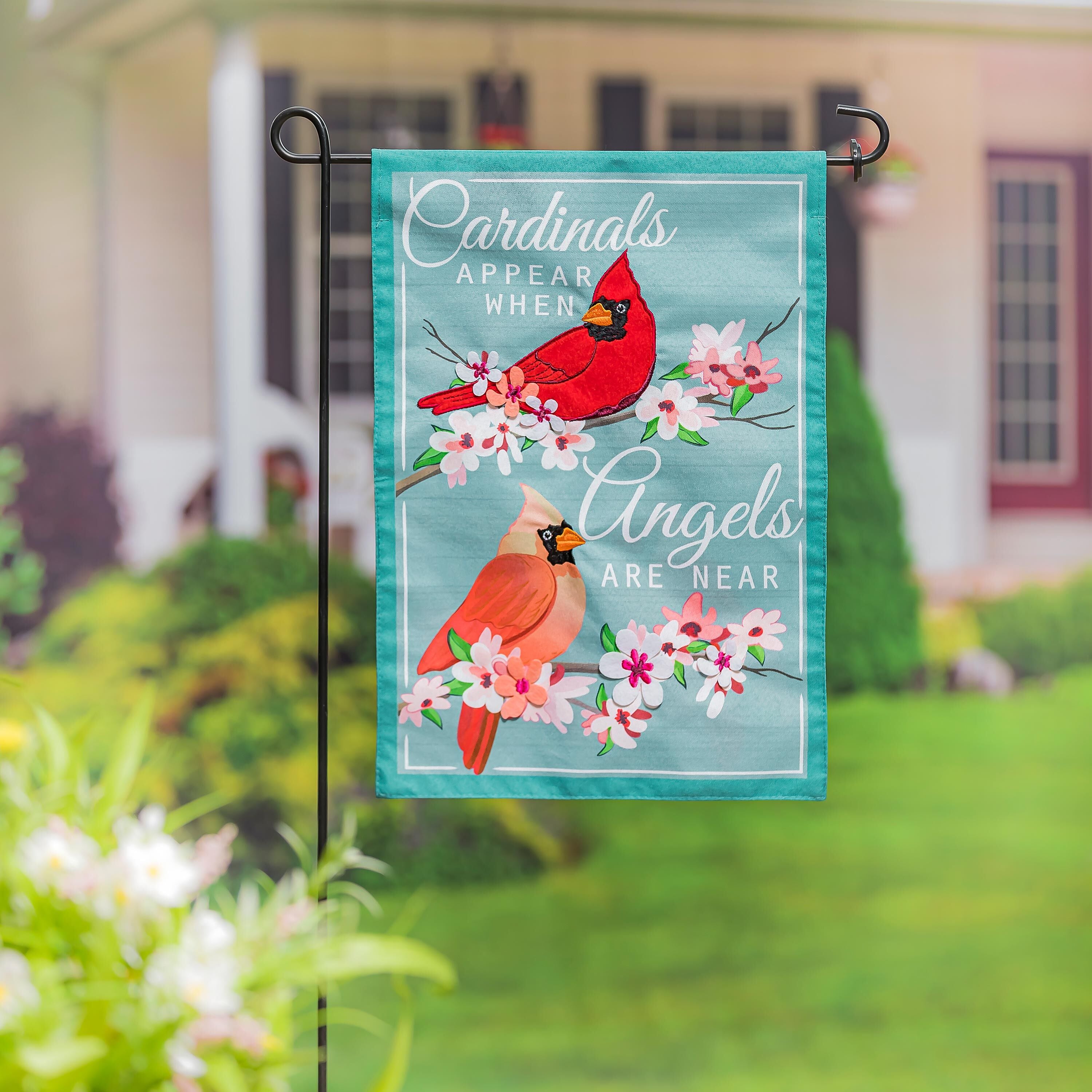 Angels Are Near Cardinals Linen Garden Flag