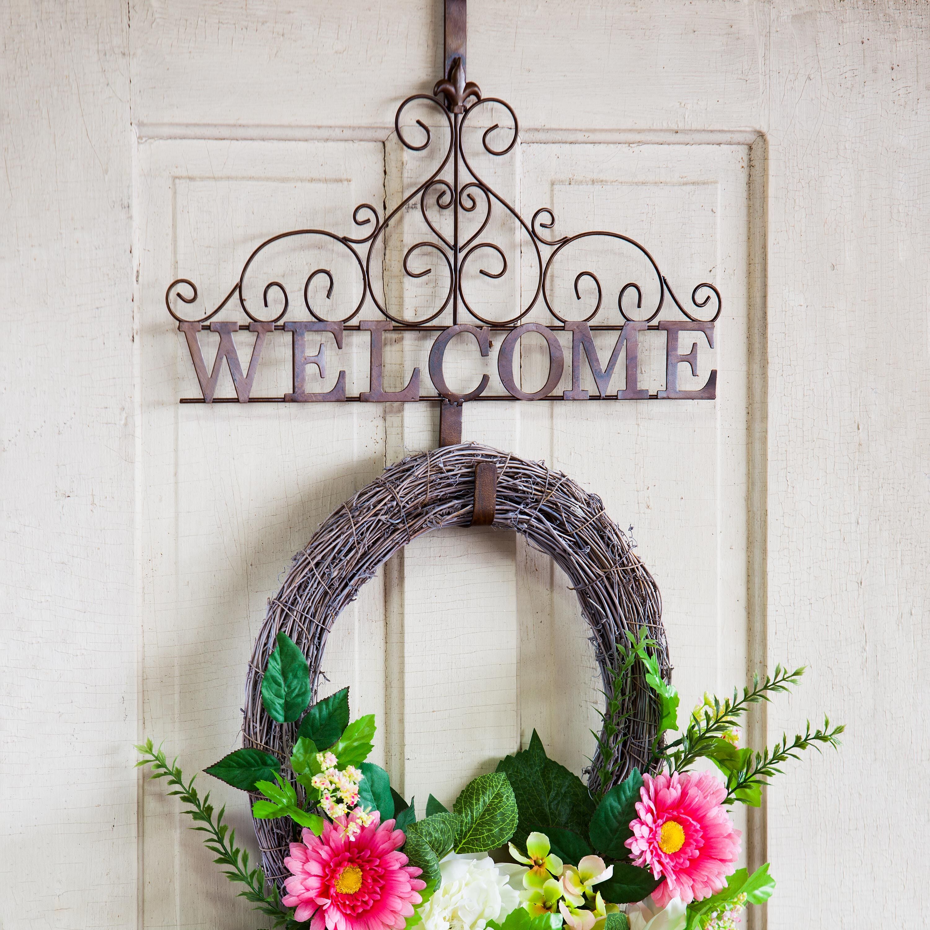 Metallic Copper Fleur-de-Lis Welcome Wreath Holder – Plow & Hearth