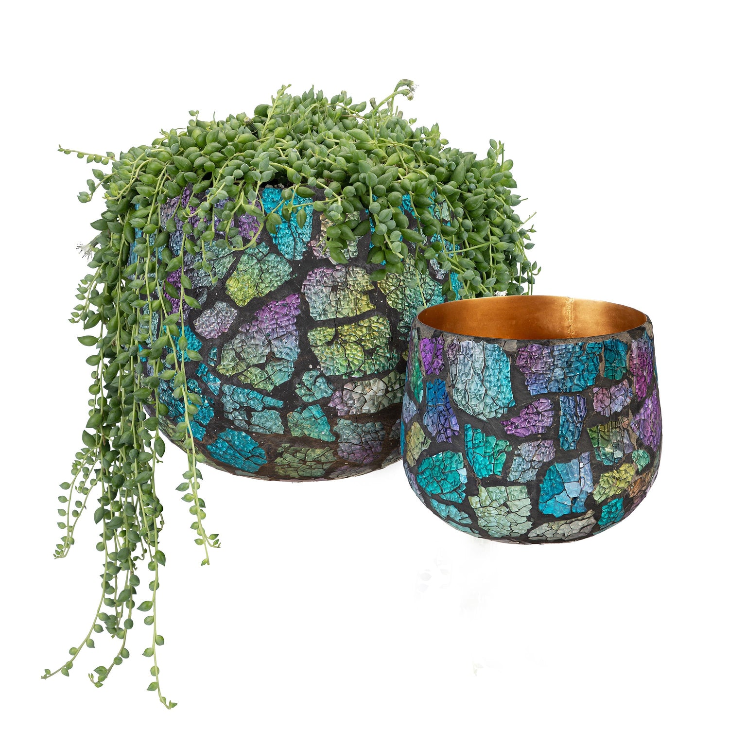 mosaic plant pots outdoor Garden of Wonder Planter, Mosaic Glass, Nested Set of 2 – Plow & Hearth