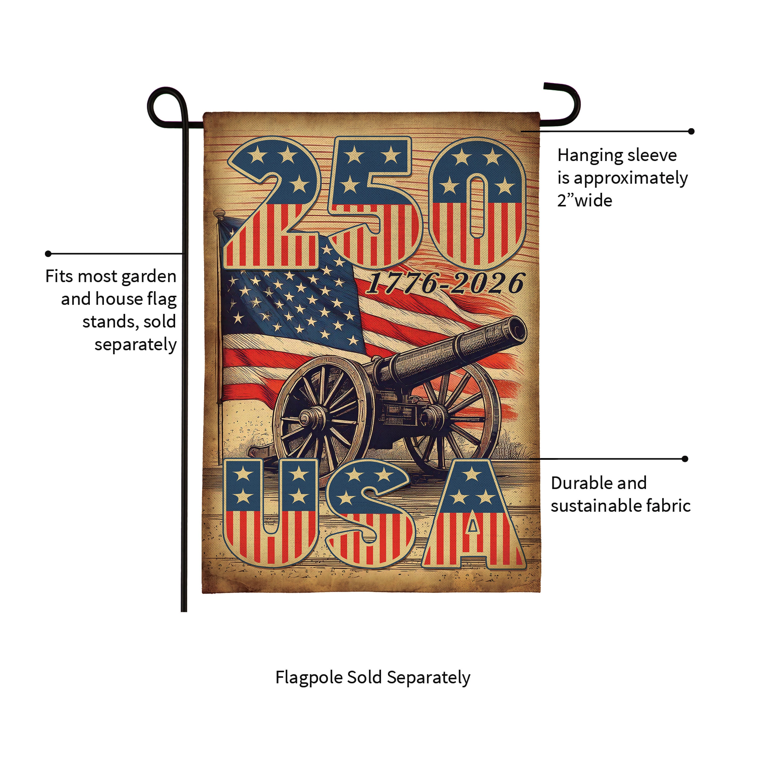 250th Anniversary Cannons Burlap Garden Flag – Plow & Hearth