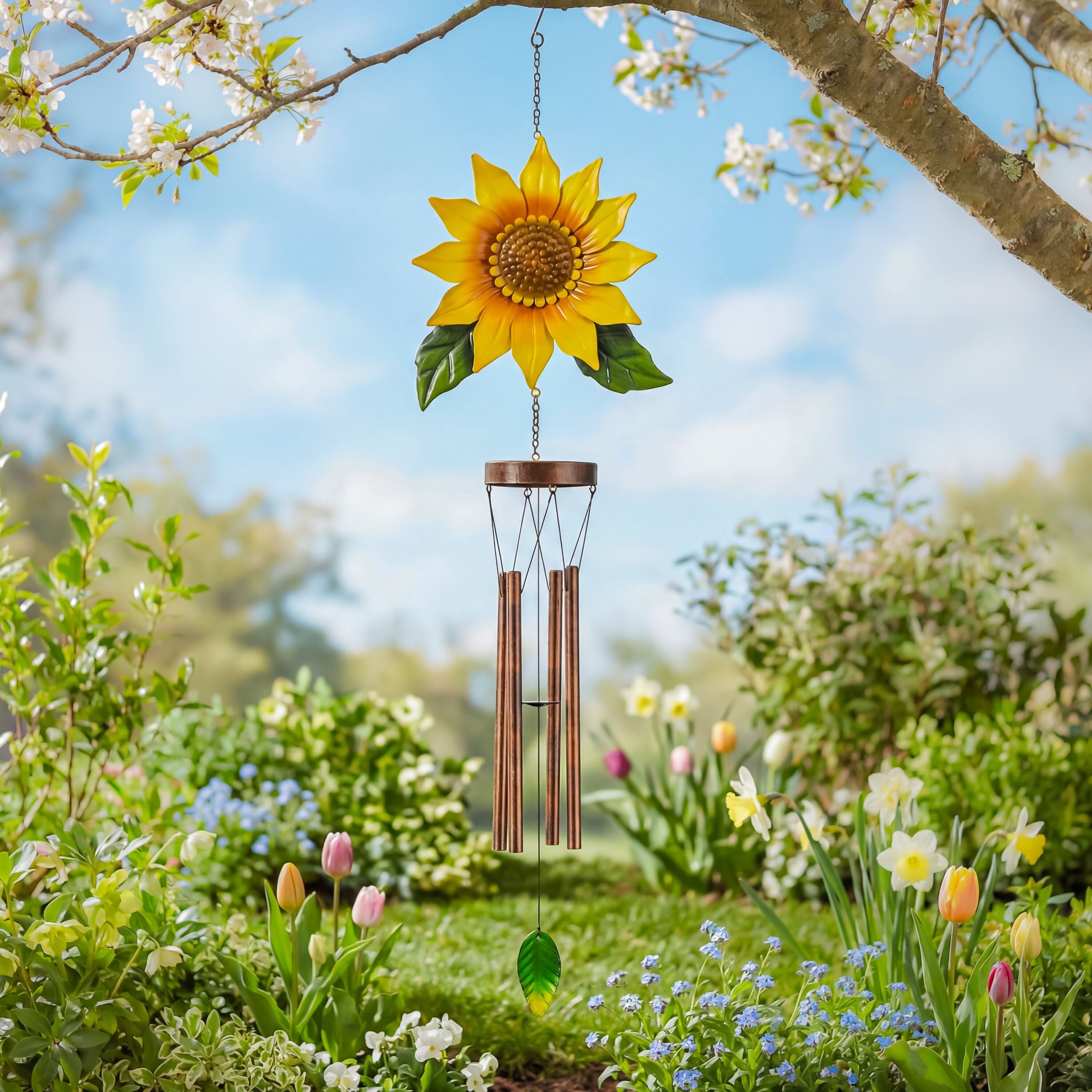 Cottage Garden Wind Chime, Metal, Sunflower – Plow & Hearth