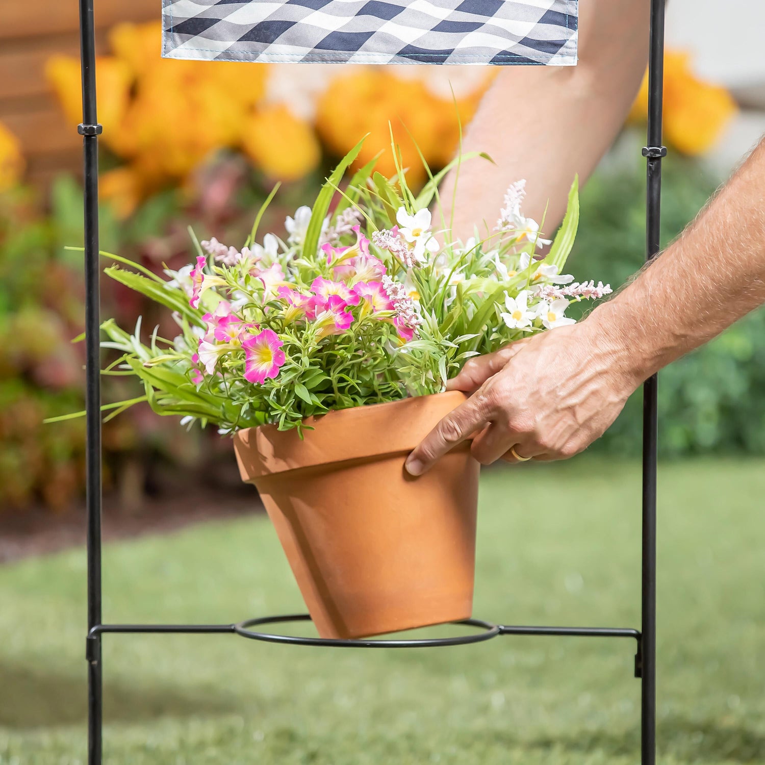 stand for plant pot Potted Plant Garden Flag Stand – Plow & Hearth
